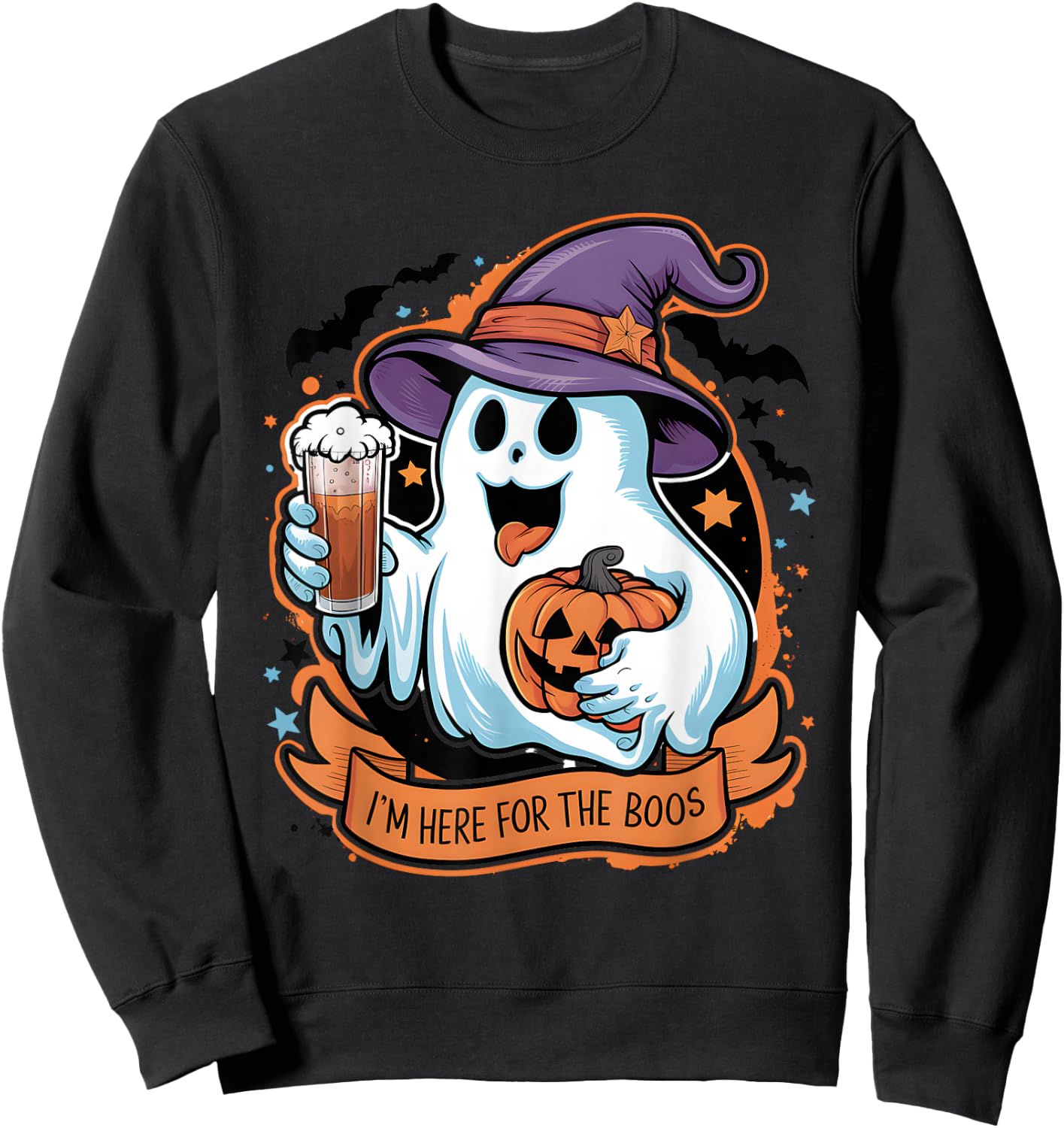 Funny Halloween I'm Just Here For The Boos Beer Lover Sweatshirt - Sweatshirt | Black