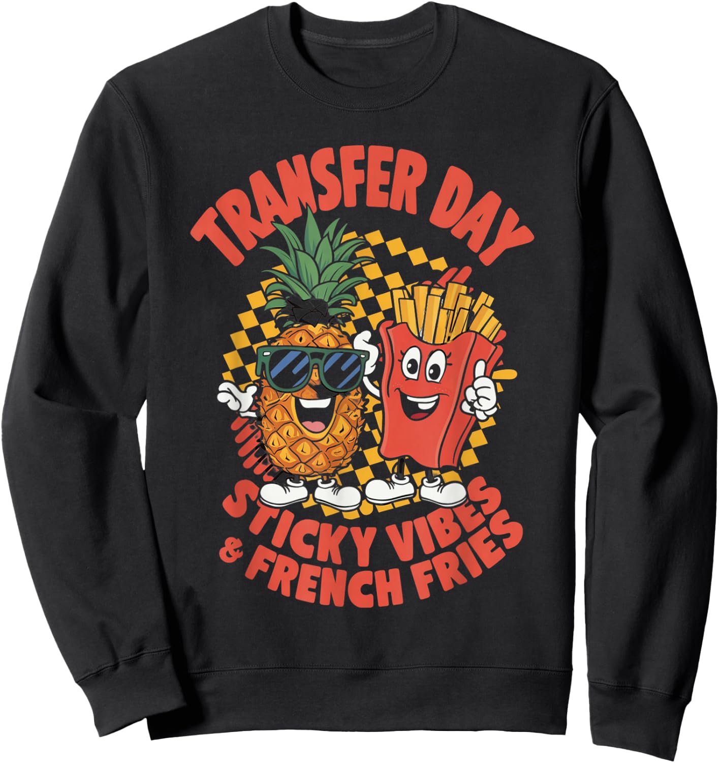 Groovy Transfer Day Sticky Vibes IVF Couple Embryo Sweatshirt - Sweatshirt | Black