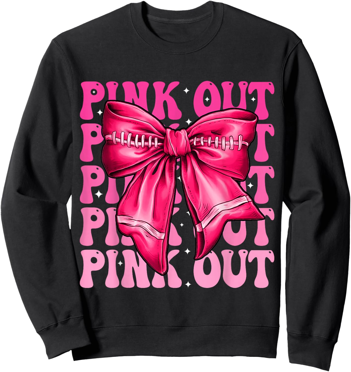 Pink Out Breast Cancer Football Coquette Bow Mom Girls Women Sweatshirt - Sweatshirt | Black