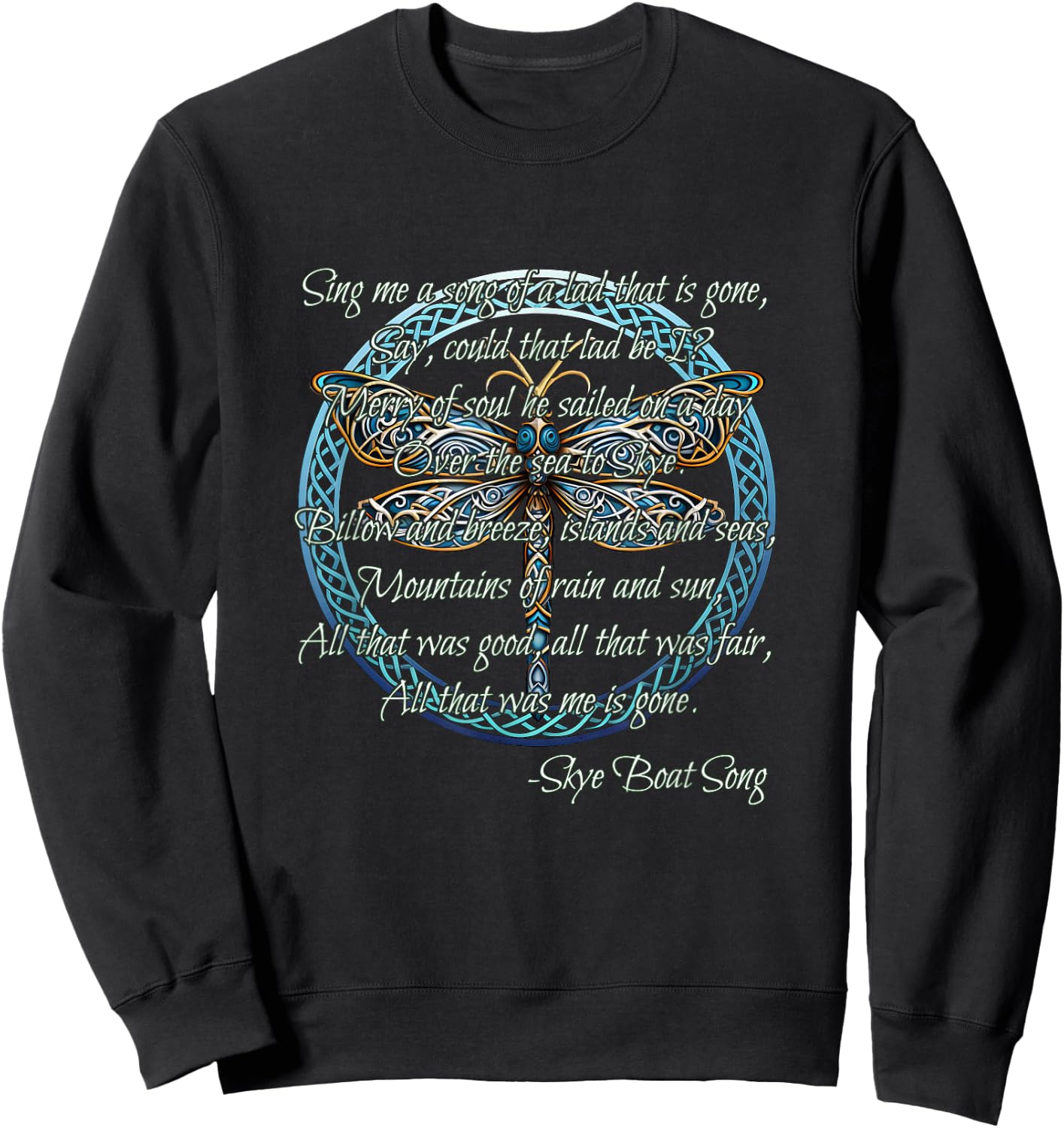 Skye Boat Song Scottish Gaelic Celtic Dragonfly Sweatshirt - Sweatshirt | Black