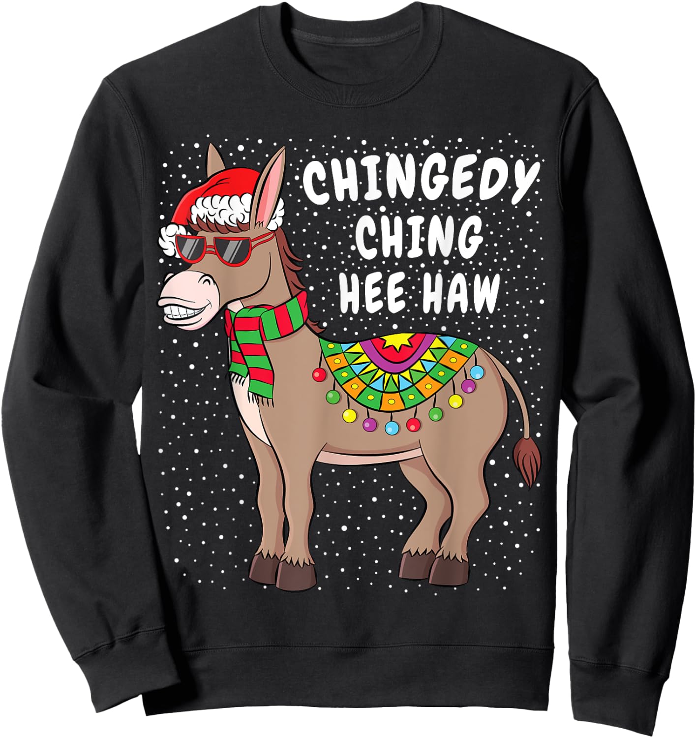 Christmas Donkey Funny American Italian Xmas Gift Sweatshirt - Sweatshirt | Black