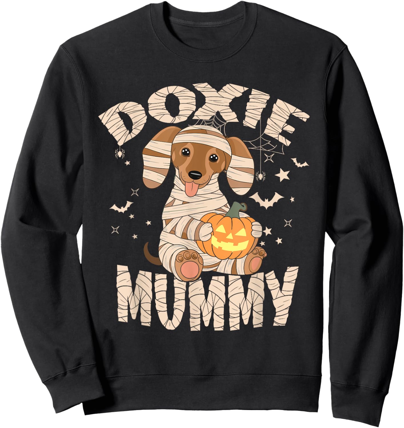 Dachshund Dog Lover Lazy Halloween Costume Doxie Mummy Women Kids Sweatshirt - Sweatshirt | Black