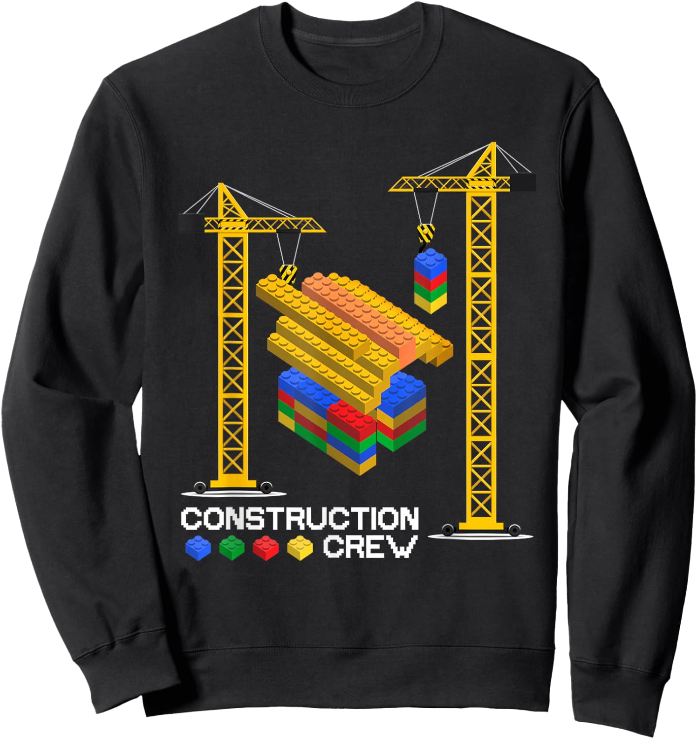 Construction Crew Building Blocks Master Builder Kids Boys Sweatshirt - Sweatshirt | Black