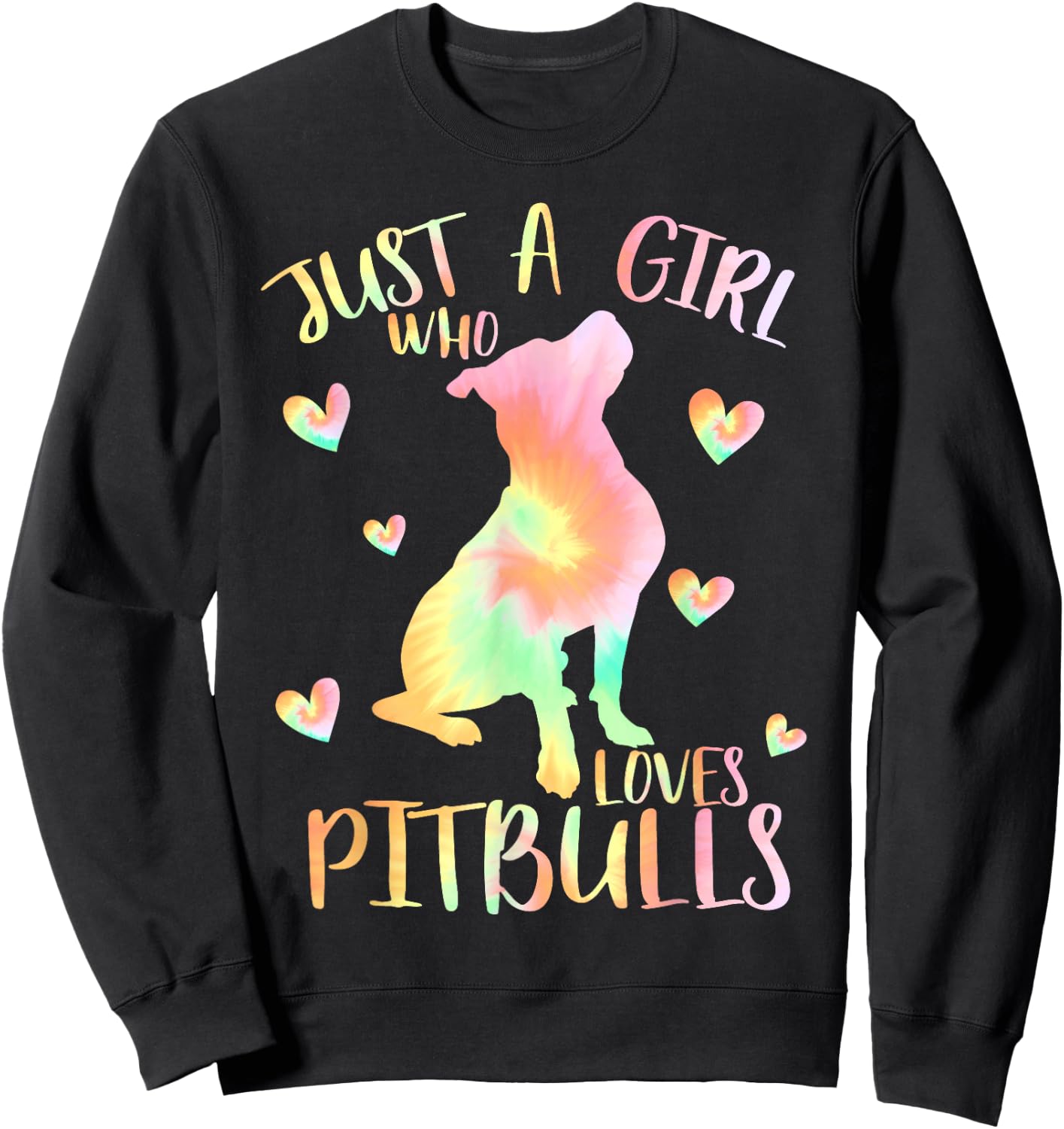 Just a Girl Who Loves Pitbulls Tie Dye Pitbull Teen Girls Sweatshirt - Sweatshirt | Black