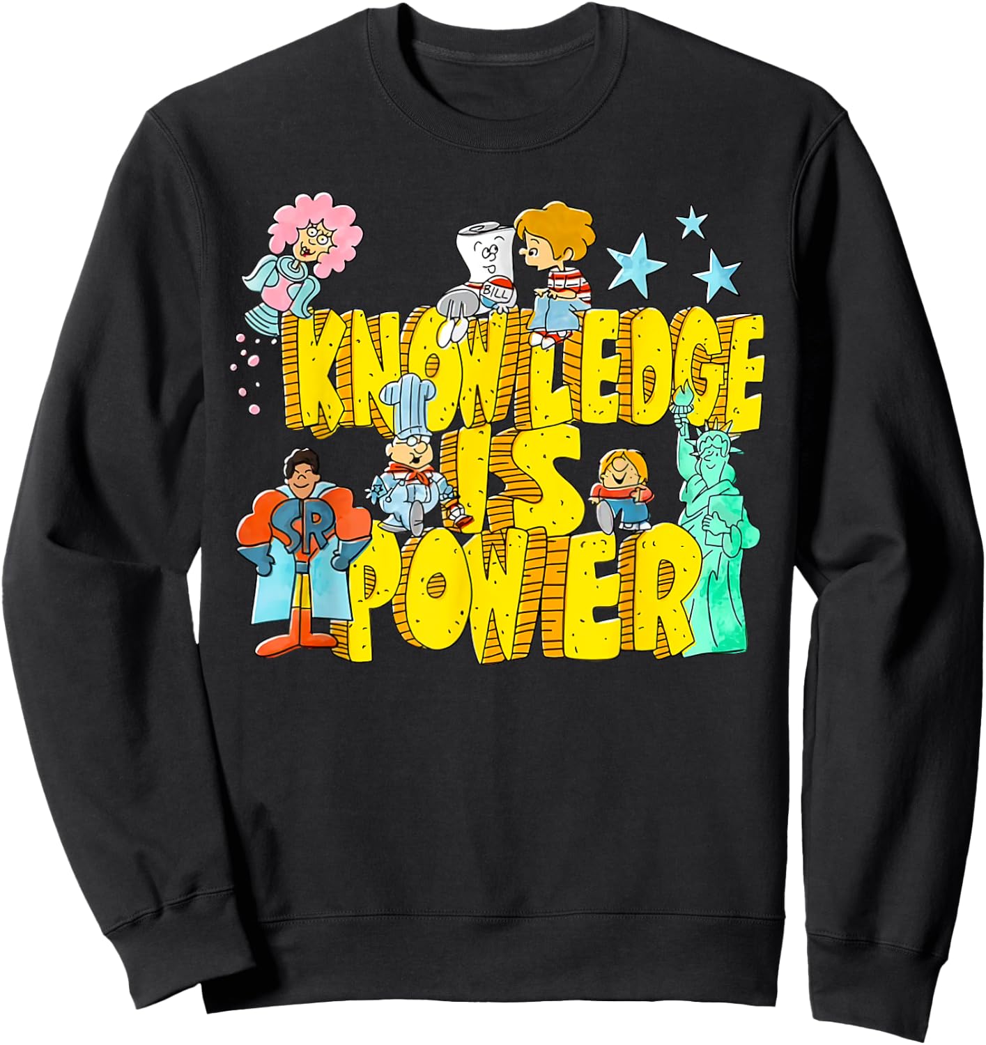 Knowledge Is Power Graphic Kids Humor Teacher Gift Sweatshirt - Sweatshirt | Black