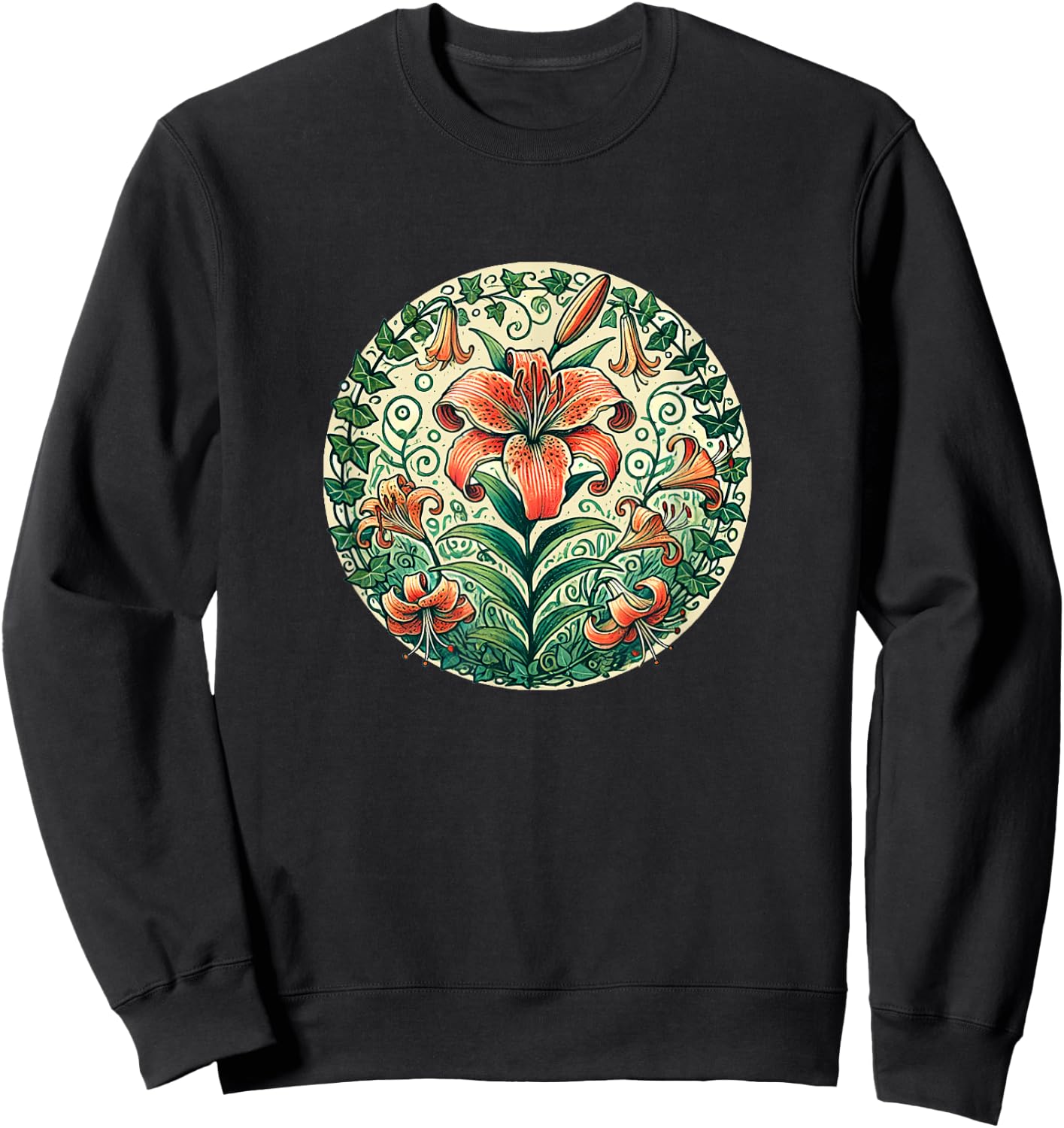 Tigerlilies Tiger Lily Flower Illustration Gardening Sweatshirt - Sweatshirt | Black