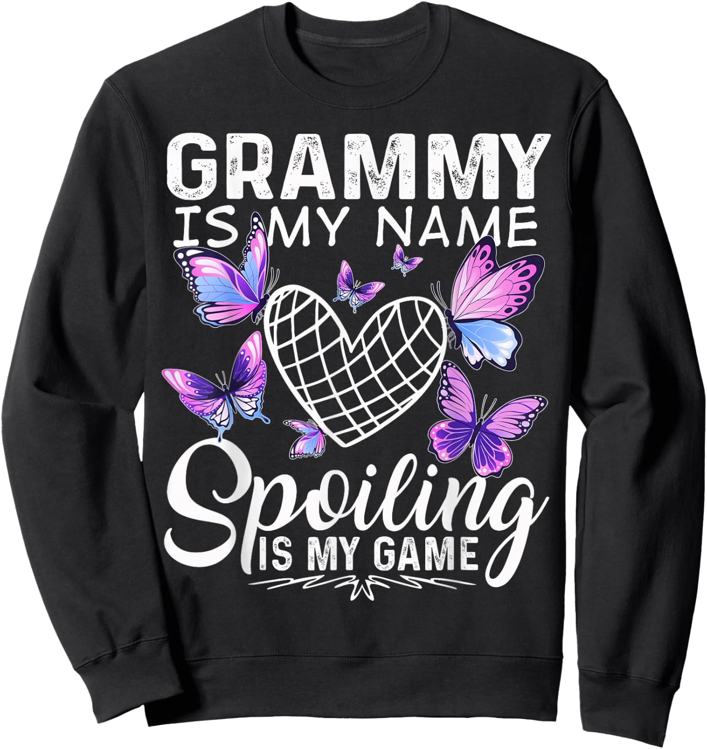 Grammy is my Name Spoiling is my Game Cute Butterflies print Sweatshirt - Sweatshirt | Black