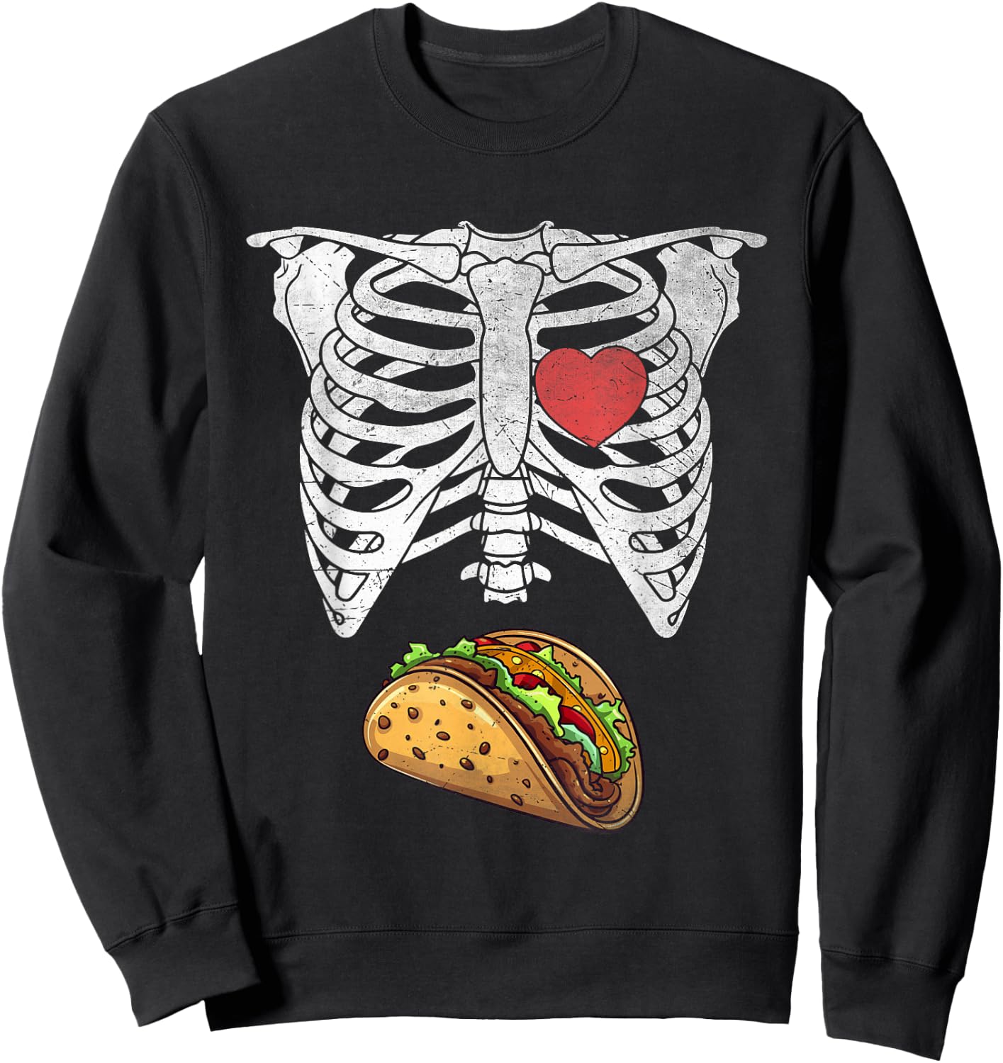 Halloween Dad Skeleton Tacos Funny Pregnancy Couple Sweatshirt - Sweatshirt | Black