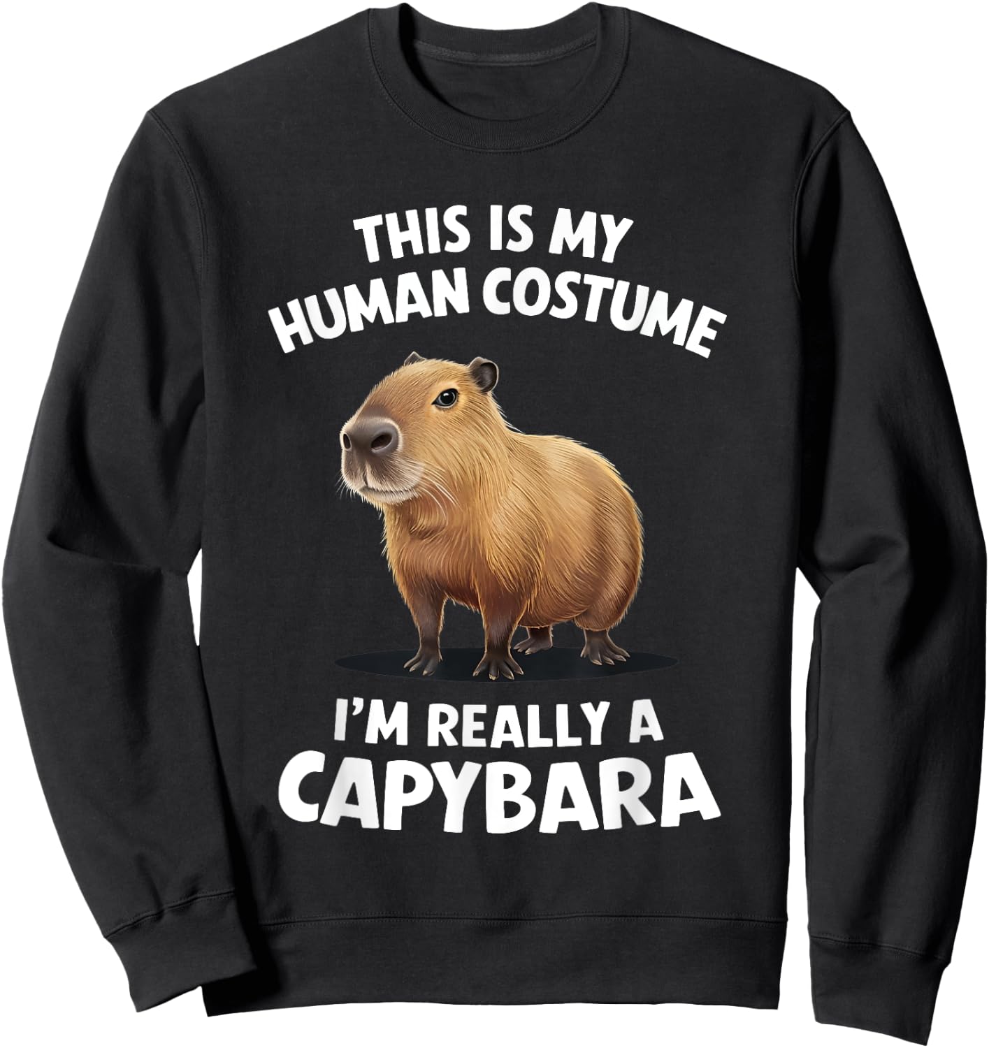 This is My Human Costume I'm Really a Capybara Sweatshirt - Sweatshirt | Black
