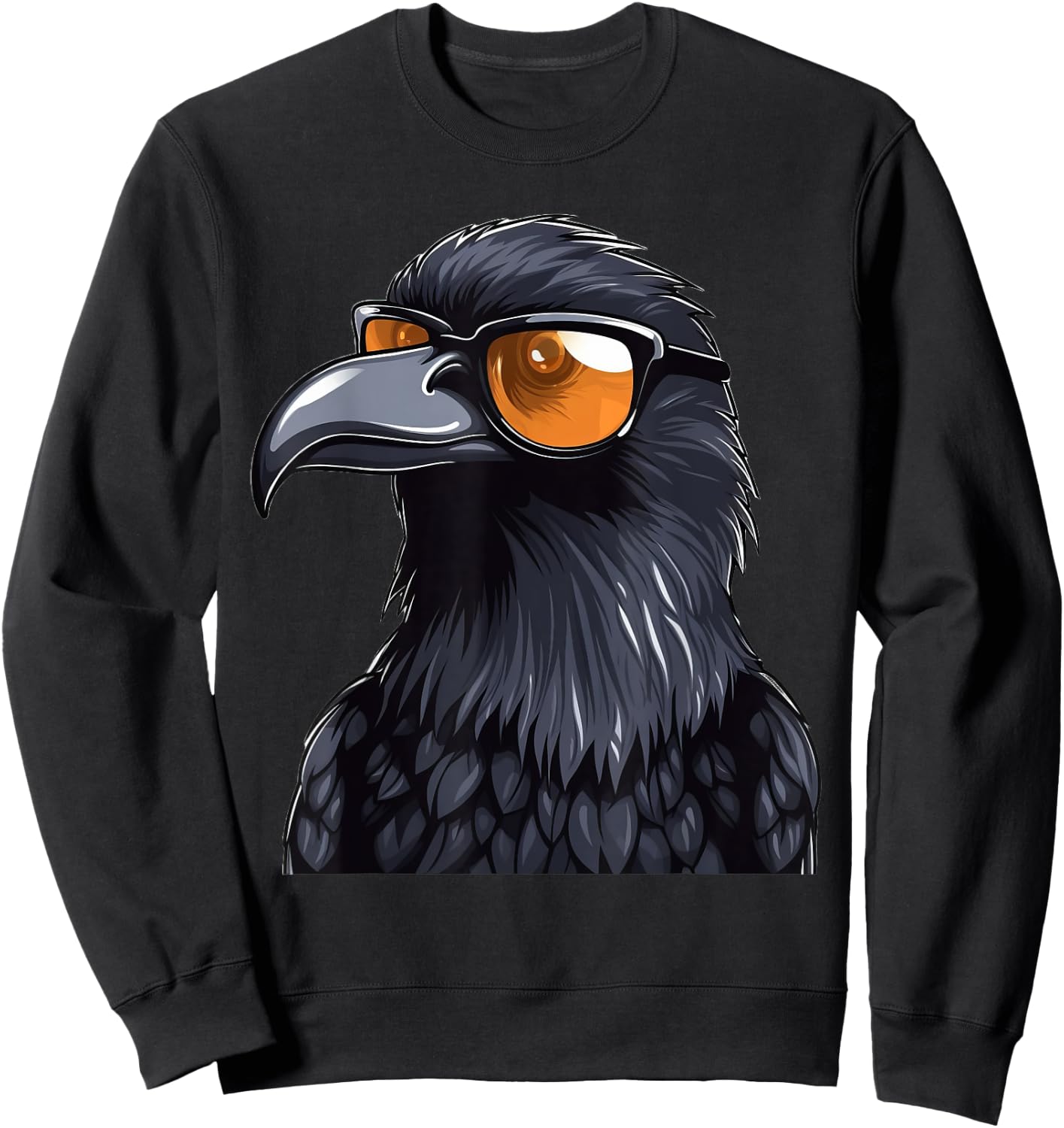 Crow Raven Bird Wearing Sunglasses Sweatshirt - Sweatshirt | Black