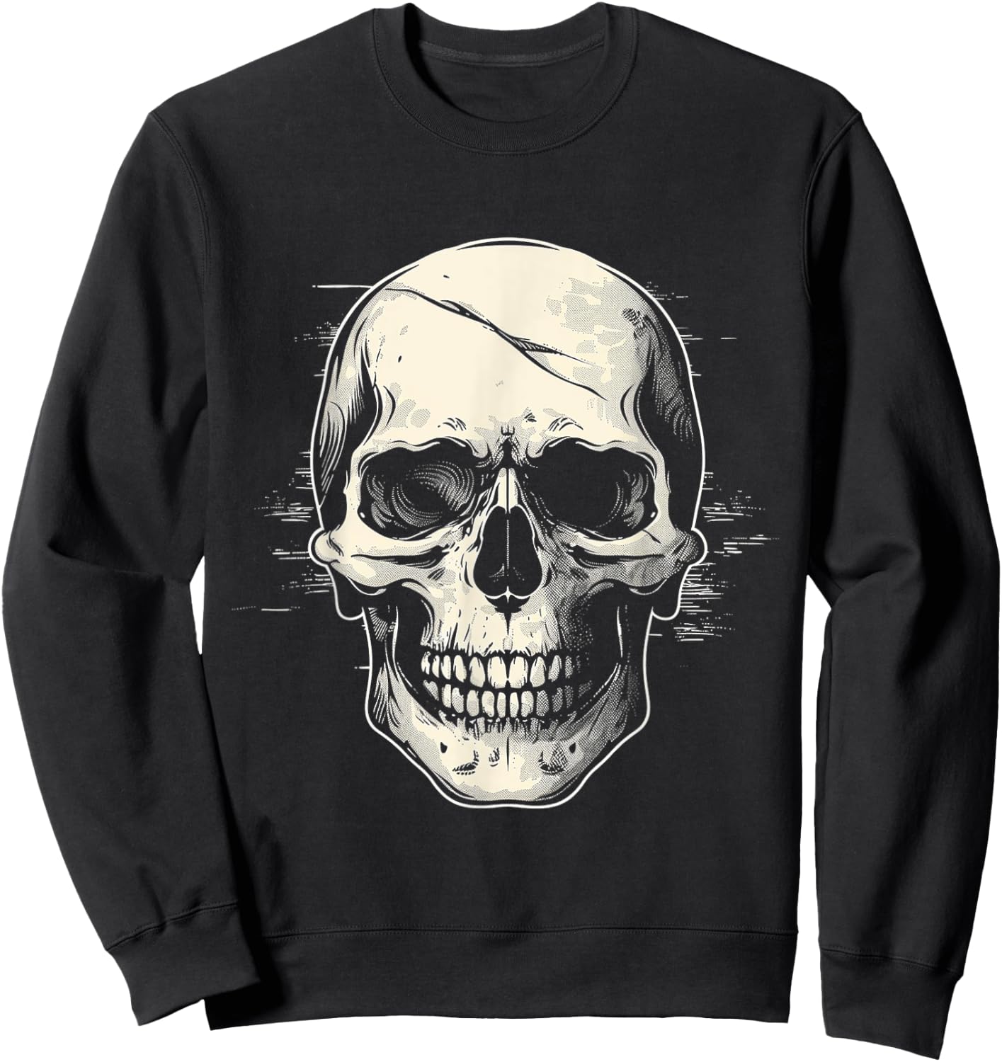 Skull Costume Halloween Spooky Art Skull Sweatshirt - Sweatshirt | Black