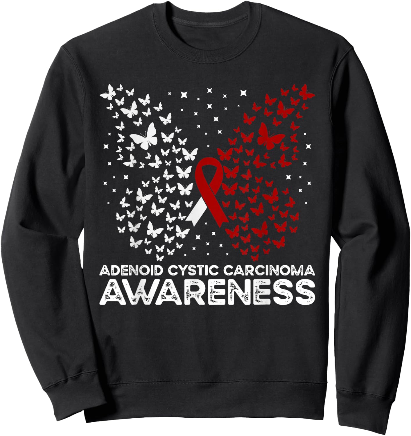 Adenoid Cystic Carcinoma Awareness Butterfly Sweatshirt - Sweatshirt | Black