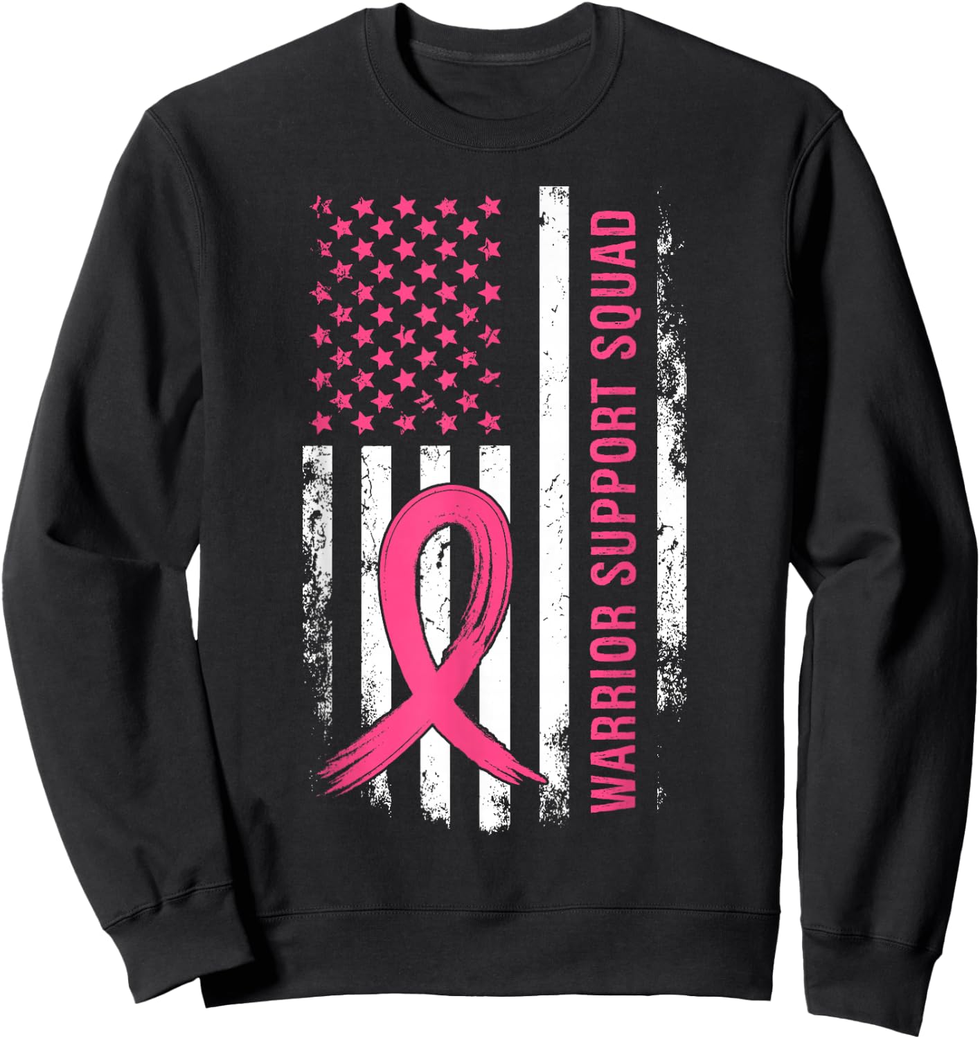 Breast Cancer Support Squad Pink Ribbon Sweatshirt - Sweatshirt | Black