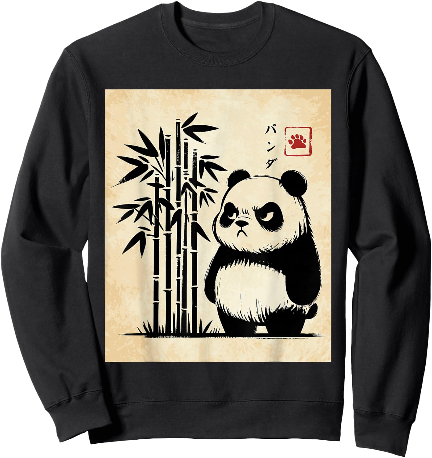 Kawaii Panda Ink Japanese Streetwear Novelty Funny Panda Sweatshirt - Sweatshirt | Black