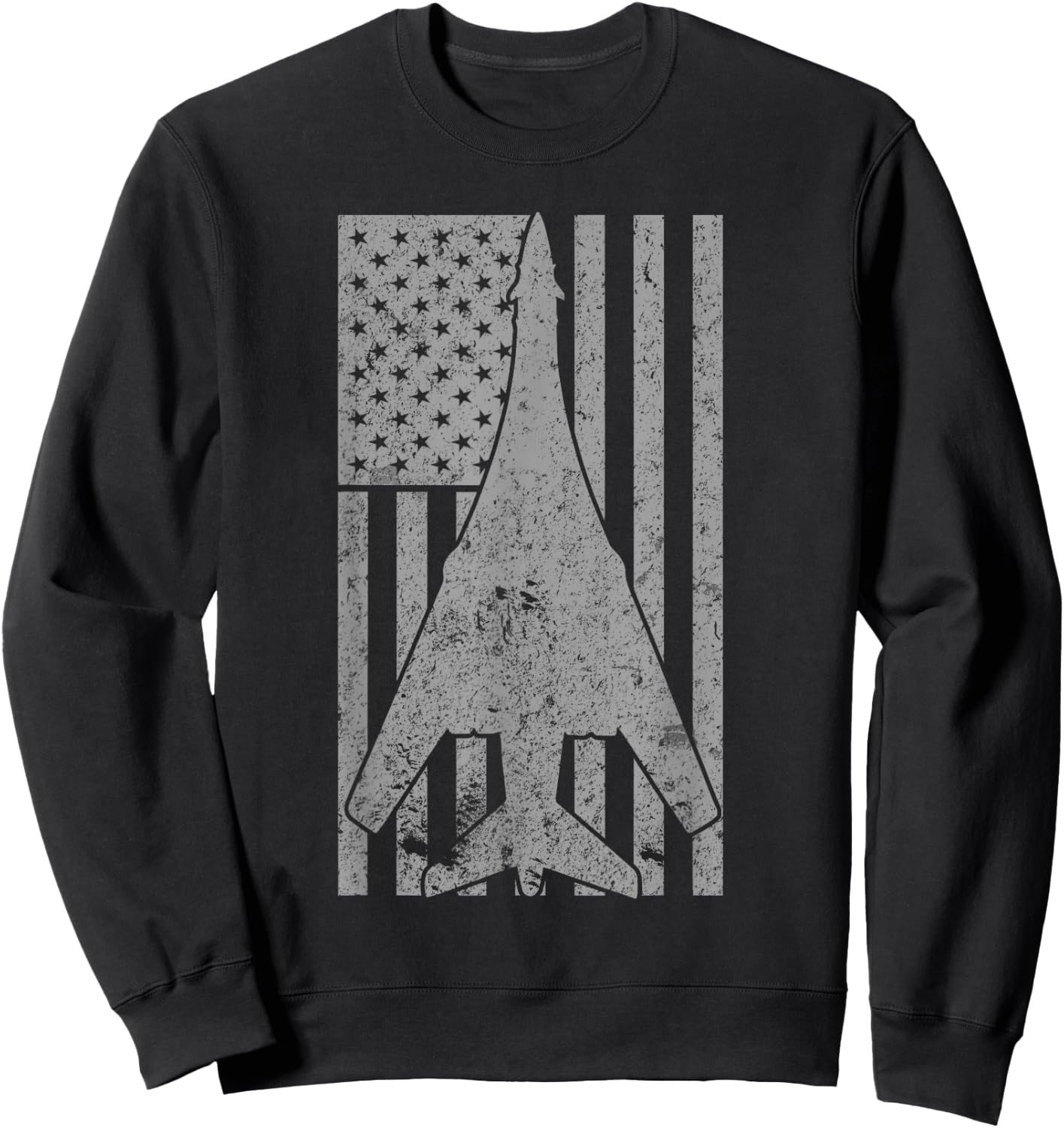 B-1 Lancer Supersonic Bomber Airplane Vintage Flag Sweatshirt - Sweatshirt | Black