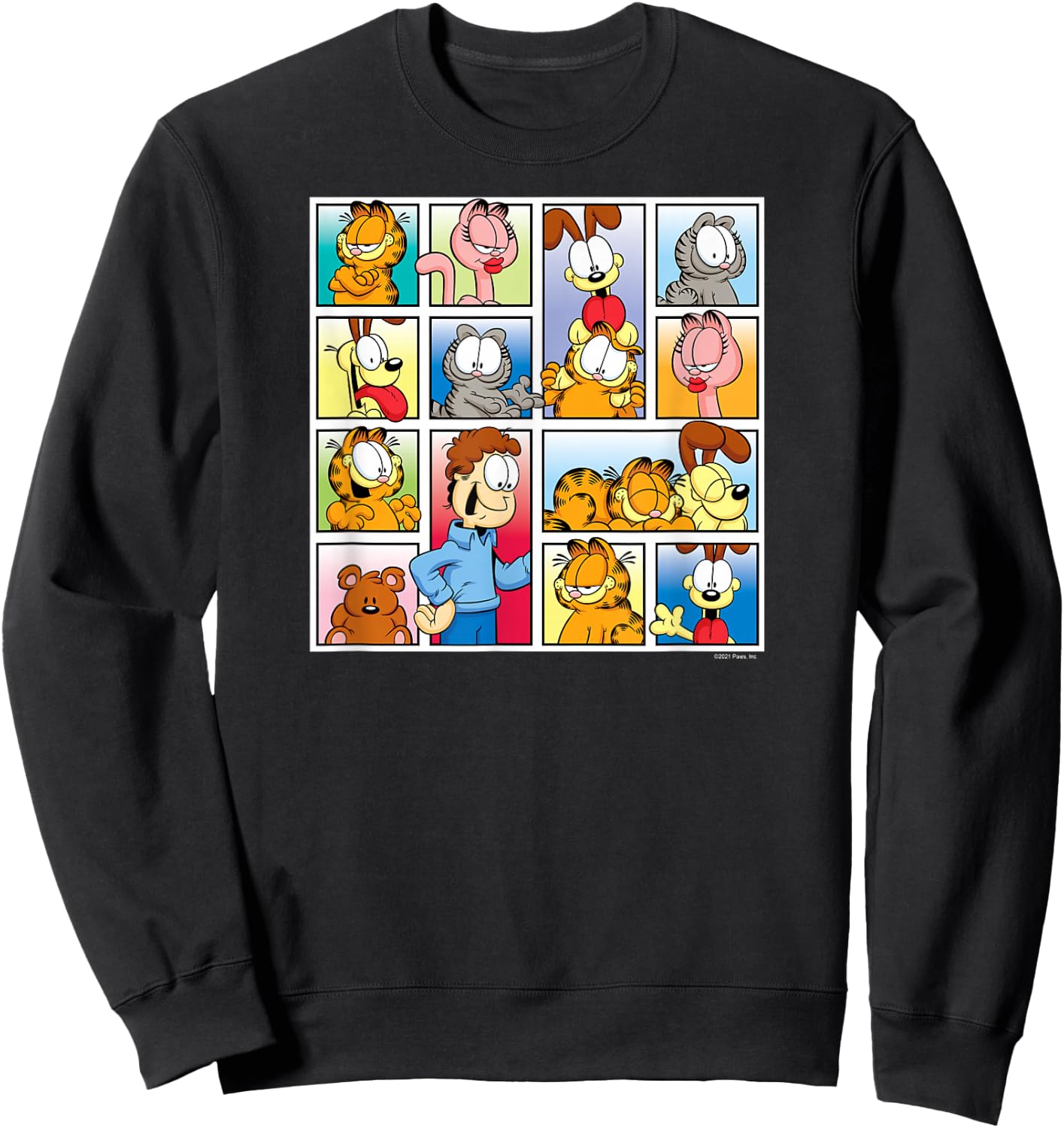 Garfield - Jon, Odie, Arlene, Nermal Friends Grid Sweatshirt - Sweatshirt | Black