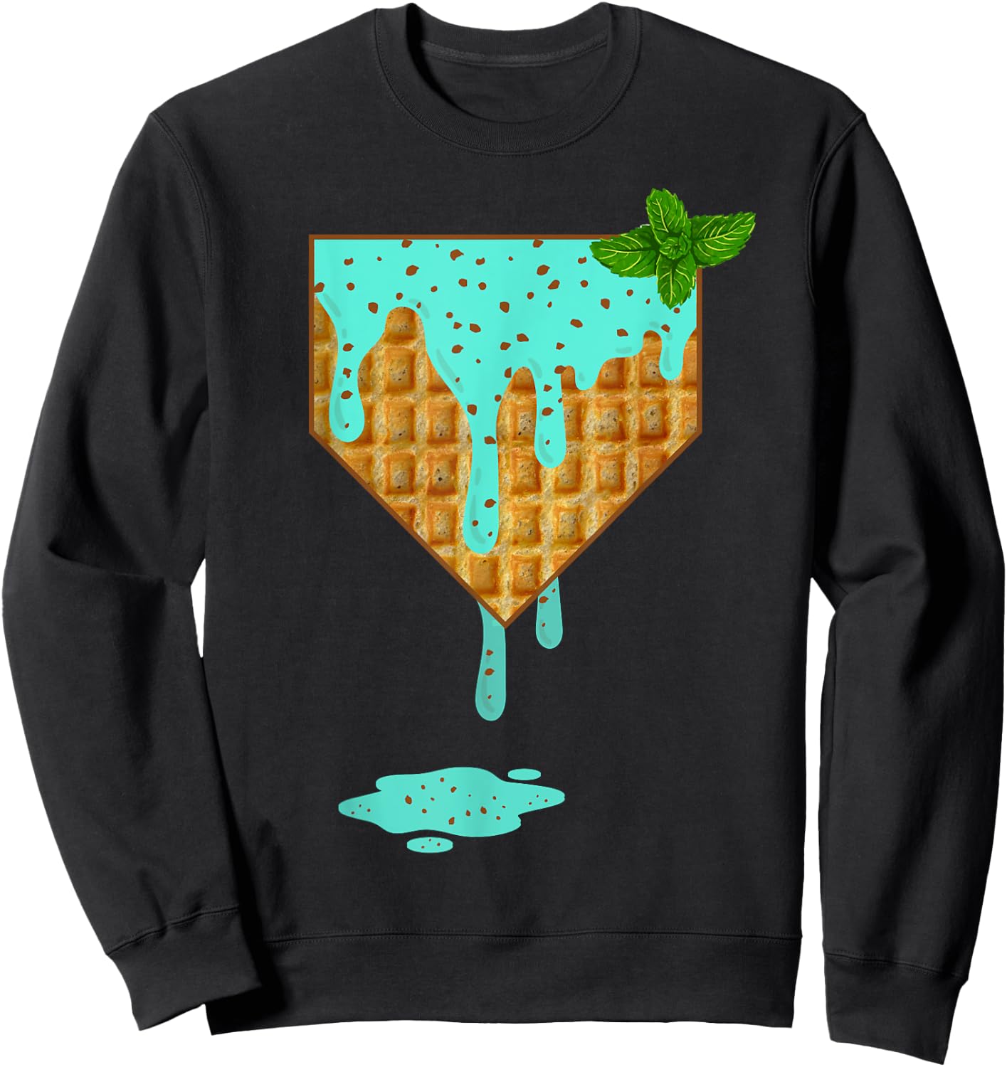 Home Plate Drip - Mint Chocolate Chip Softball & Baseball Sweatshirt - Sweatshirt | Black