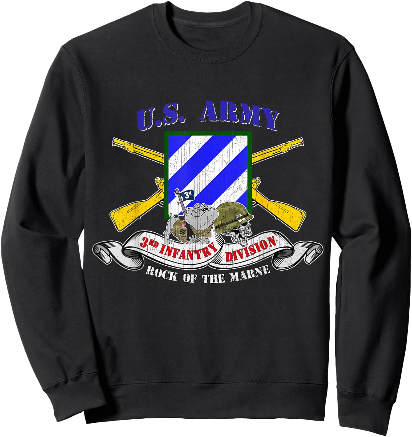 3rd Infantry Division 3rd ID Rock of the Marne Fort Stewart Sweatshirt - Sweatshirt | Black
