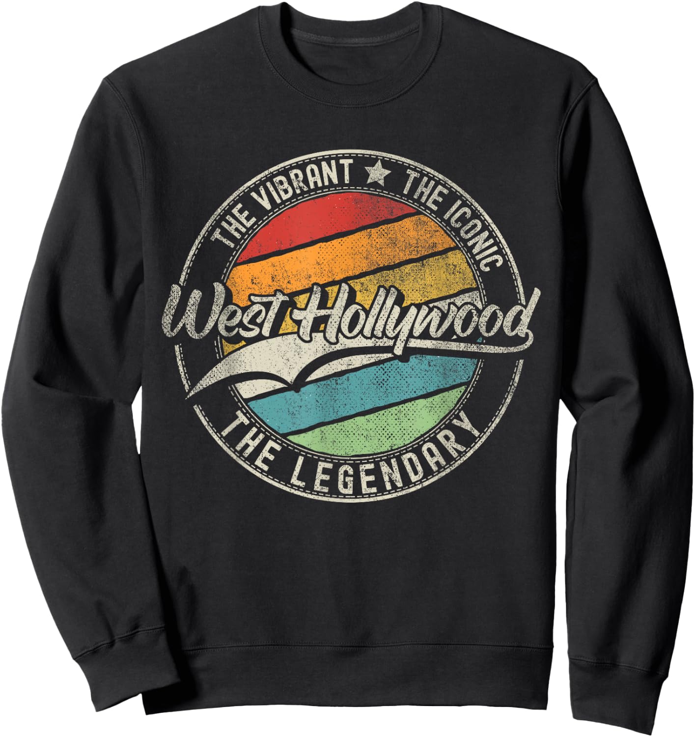 West Hollywood CA | California | Vintage Distressed Sweatshirt - Sweatshirt | Black