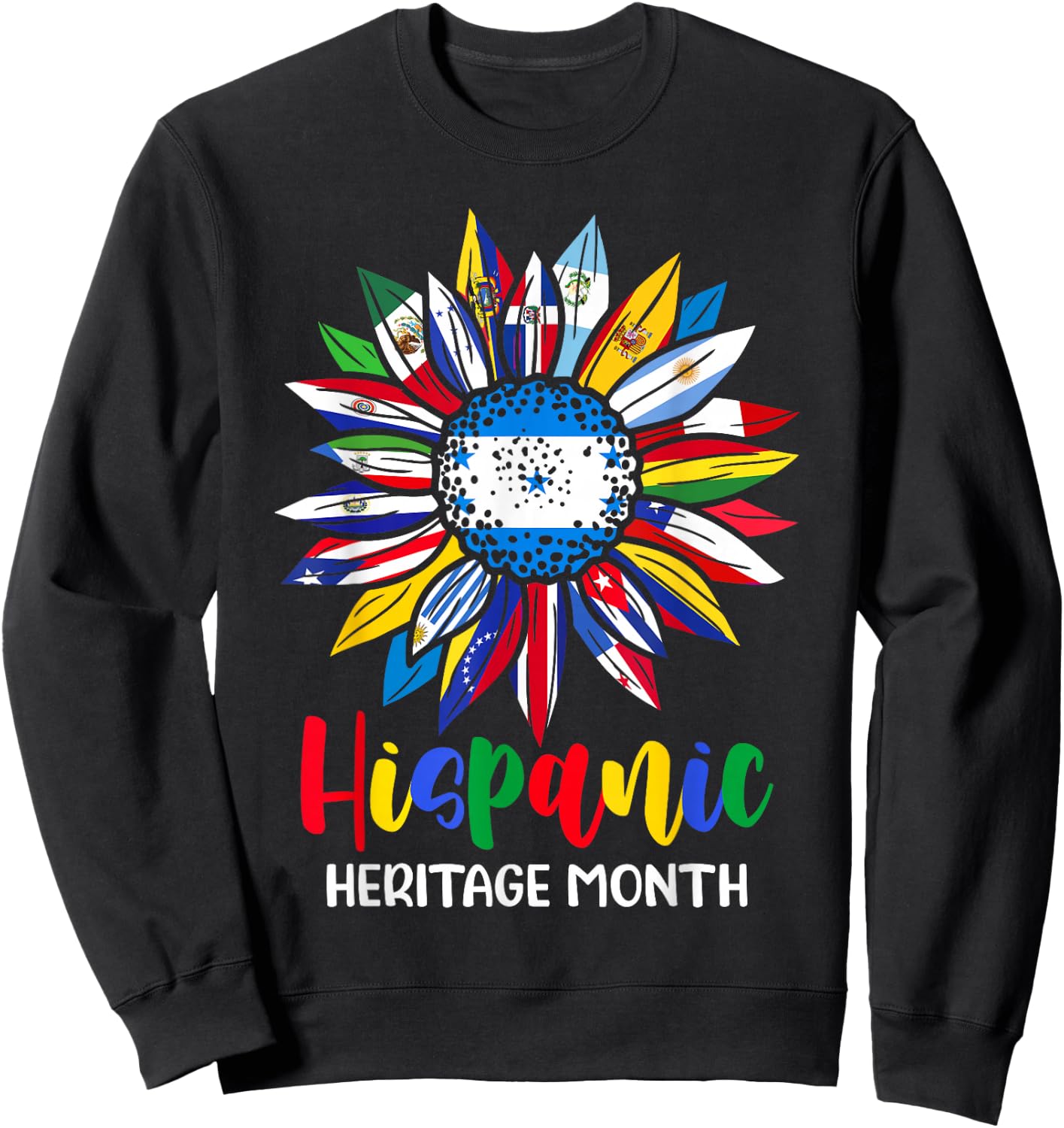 Hispanic Heritage Month Honduras Flag Sunflower Latino Flags Sweatshirt - Sweatshirt | Black