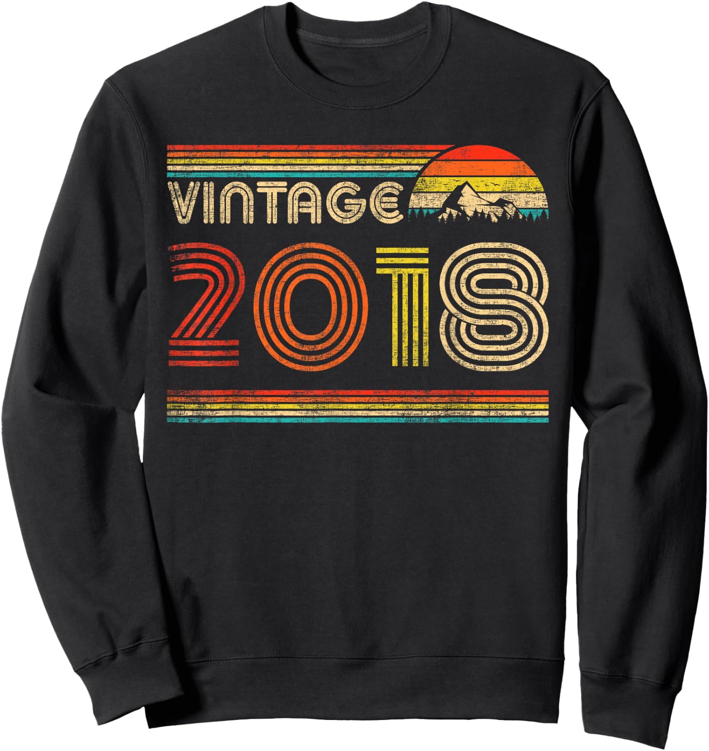 Vintage 2018 6th Birthday 6 Years Old Boys Girl Kids Vintage Sweatshirt - Sweatshirt | Black