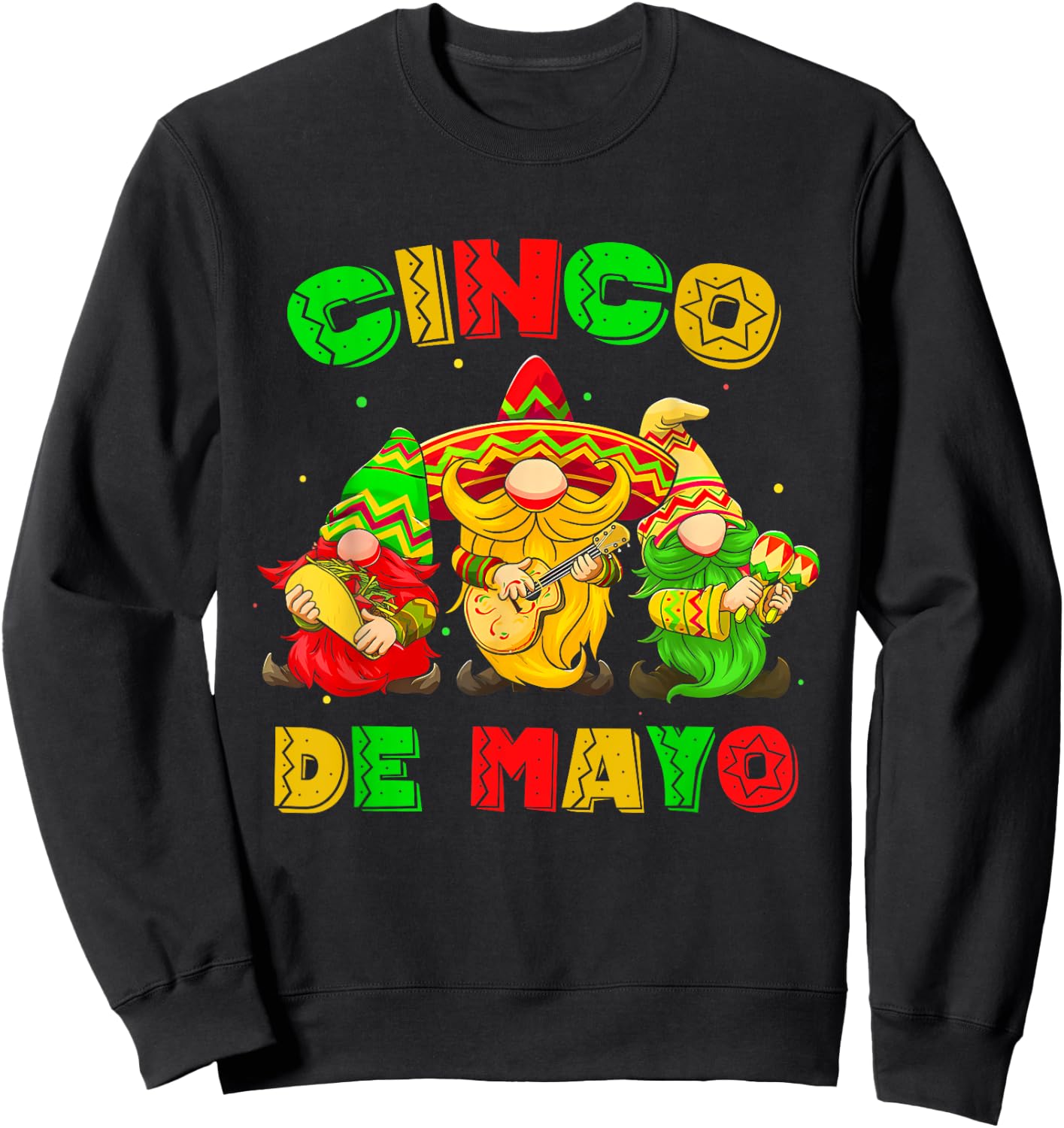 Cinco De Mayo Mexican Gnome Fiesta 5 De Mayo Men Women Sweatshirt - Sweatshirt | Black