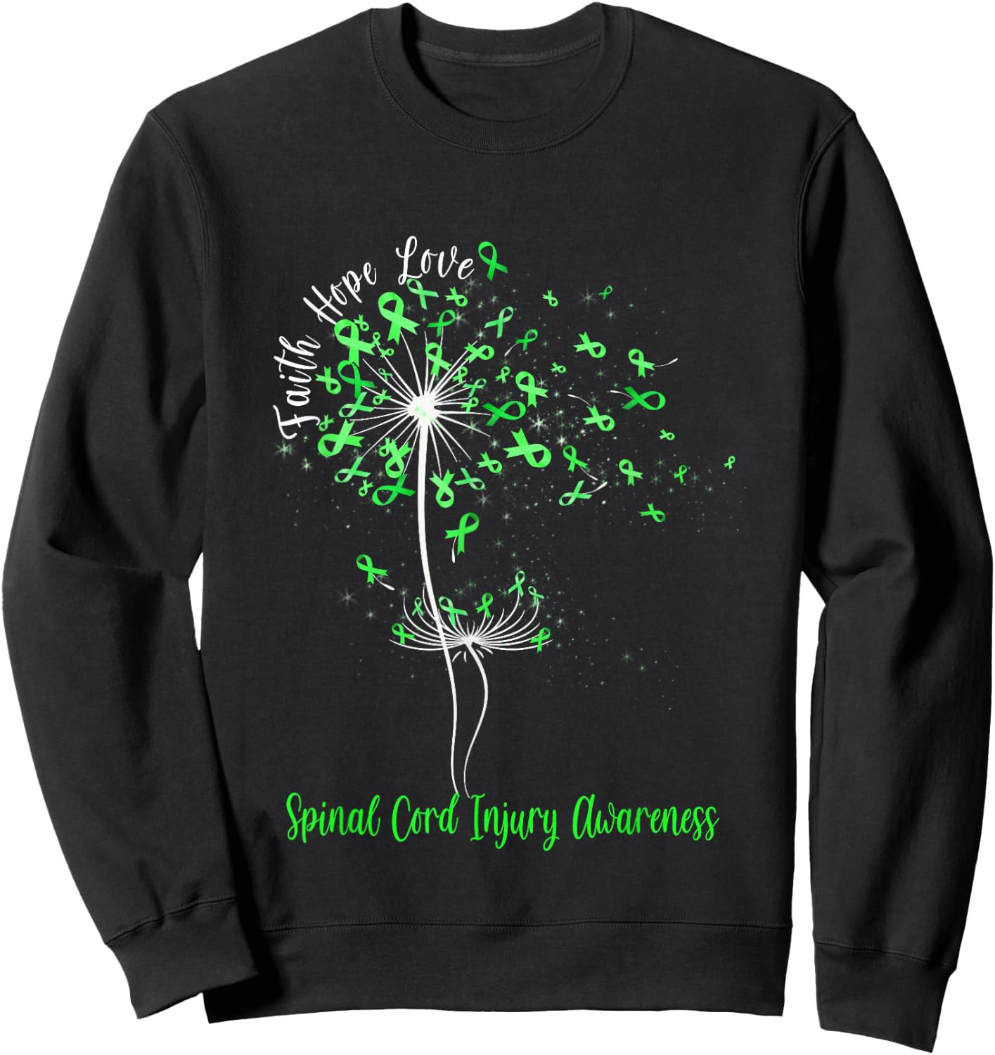 Dandelion Faith Hope Love Spinal Cord Injury Awareness Flow Sweatshirt - Sweatshirt | Black