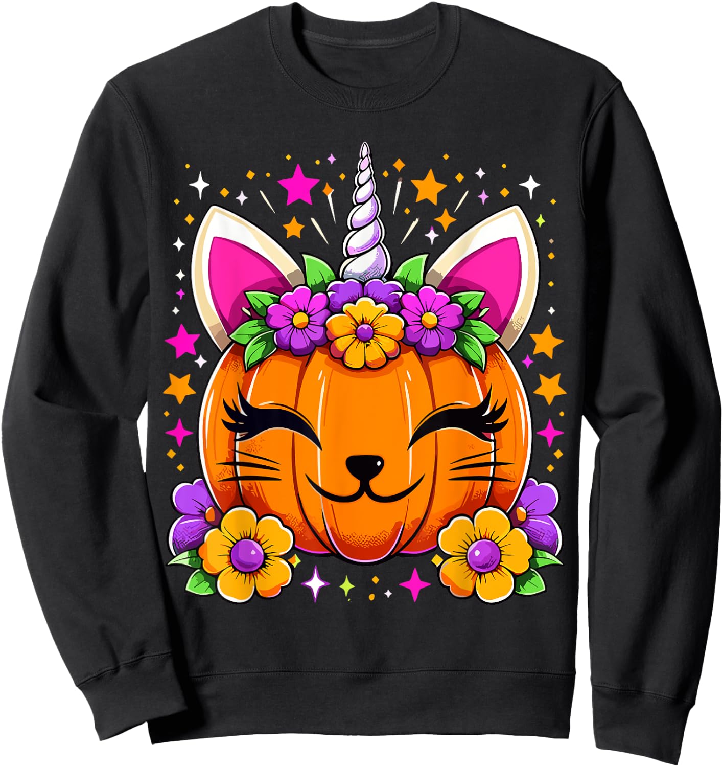 Halloween Unicorn Pumpkin Girls Costume Sweatshirt - Sweatshirt | Black