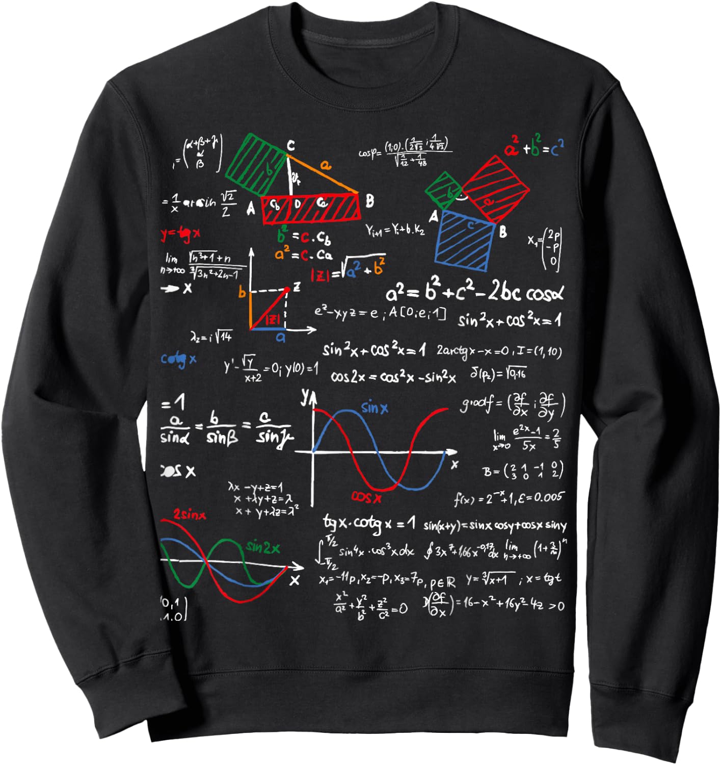 Math Teacher Formulas Cheat Sheet Cool Geek Nerd Women Kids Sweatshirt - Sweatshirt | Black
