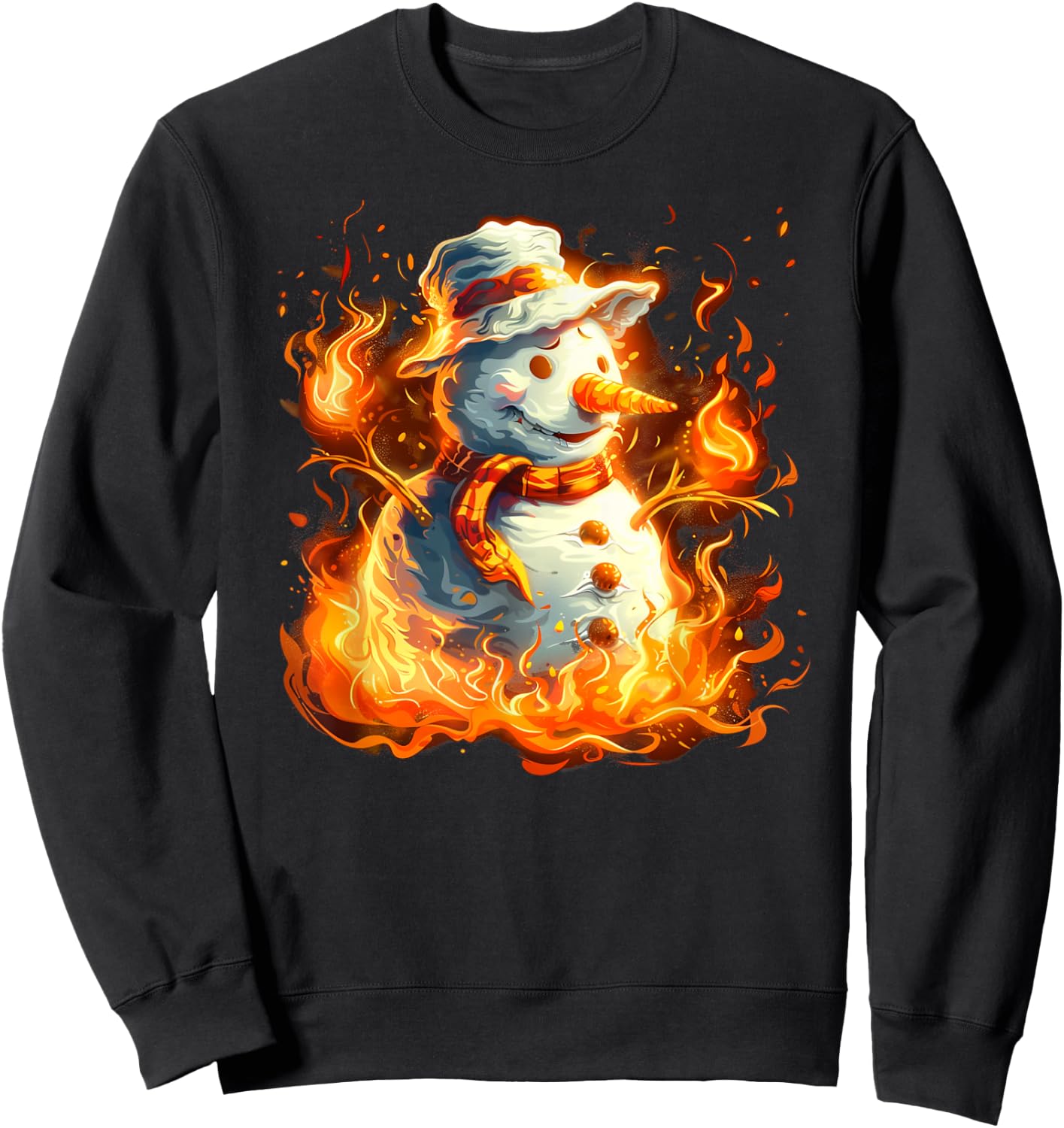 Funny burning Snowman Outfit for Winter Lovers Sweatshirt - Sweatshirt | Black
