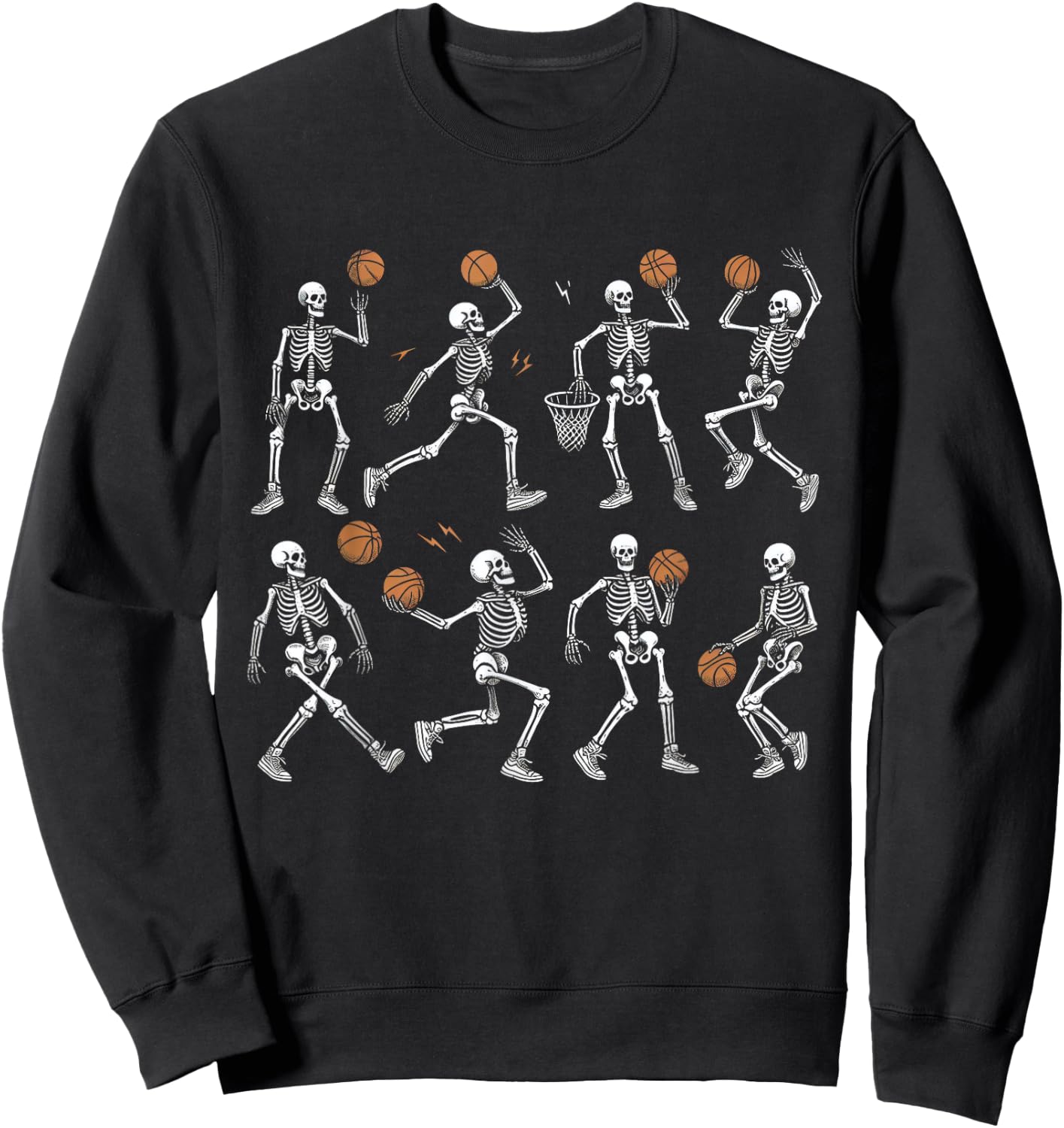 Halloween Basketball Skeletons Dunking Dribble Boys Kids Sweatshirt - Sweatshirt | Black