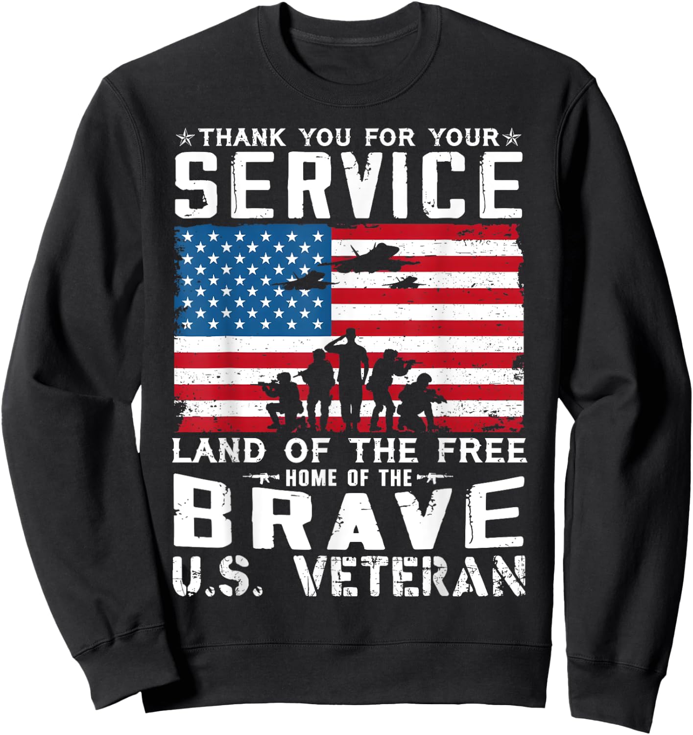 Home Of The Free Because Of The Brave Veteran Sweatshirt - Sweatshirt | Black