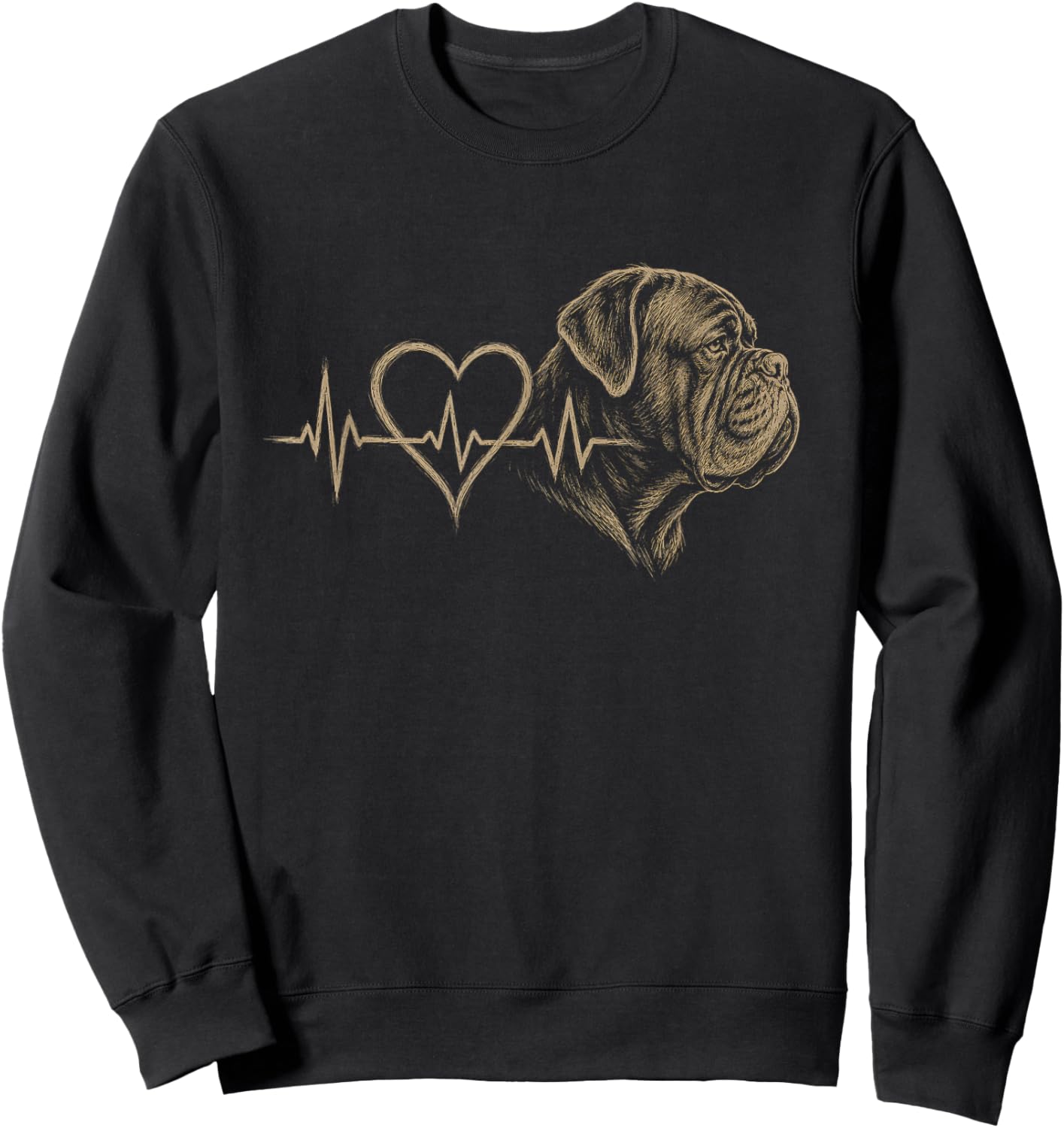 Dogue de Bordeaux Heartbeat Artwork Design Sweatshirt - Sweatshirt | Black