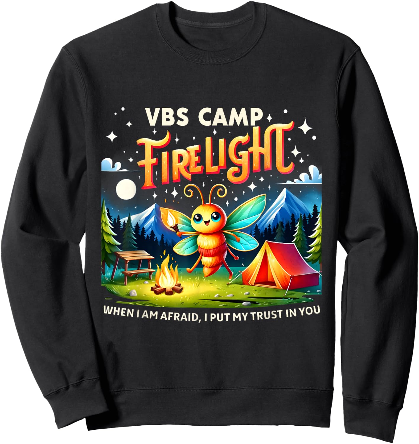 Vacation Bible School Camp Firelight VBS Camp Firework 2024 Sweatshirt - Sweatshirt | Black