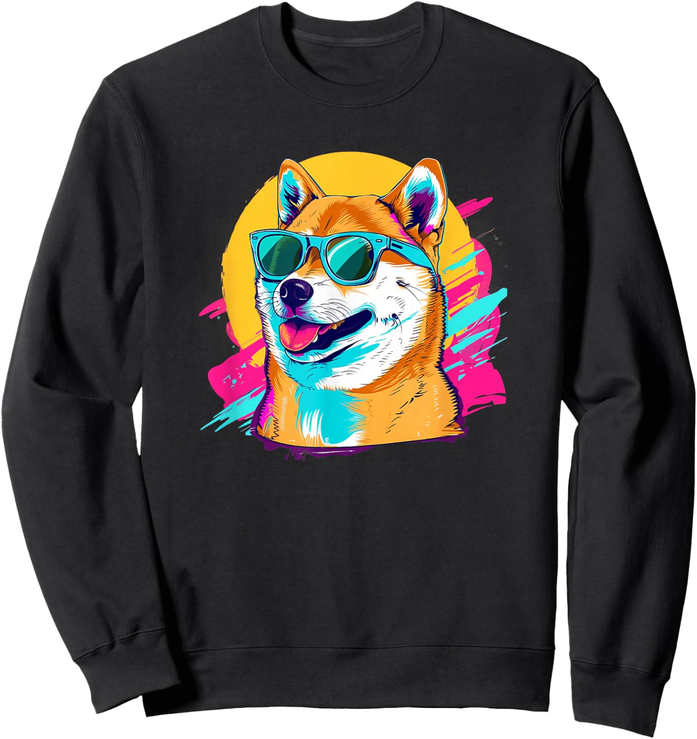 Doge Meme Lover Retro Vintage 80s Shiba Inu Sweatshirt - Sweatshirt | Black