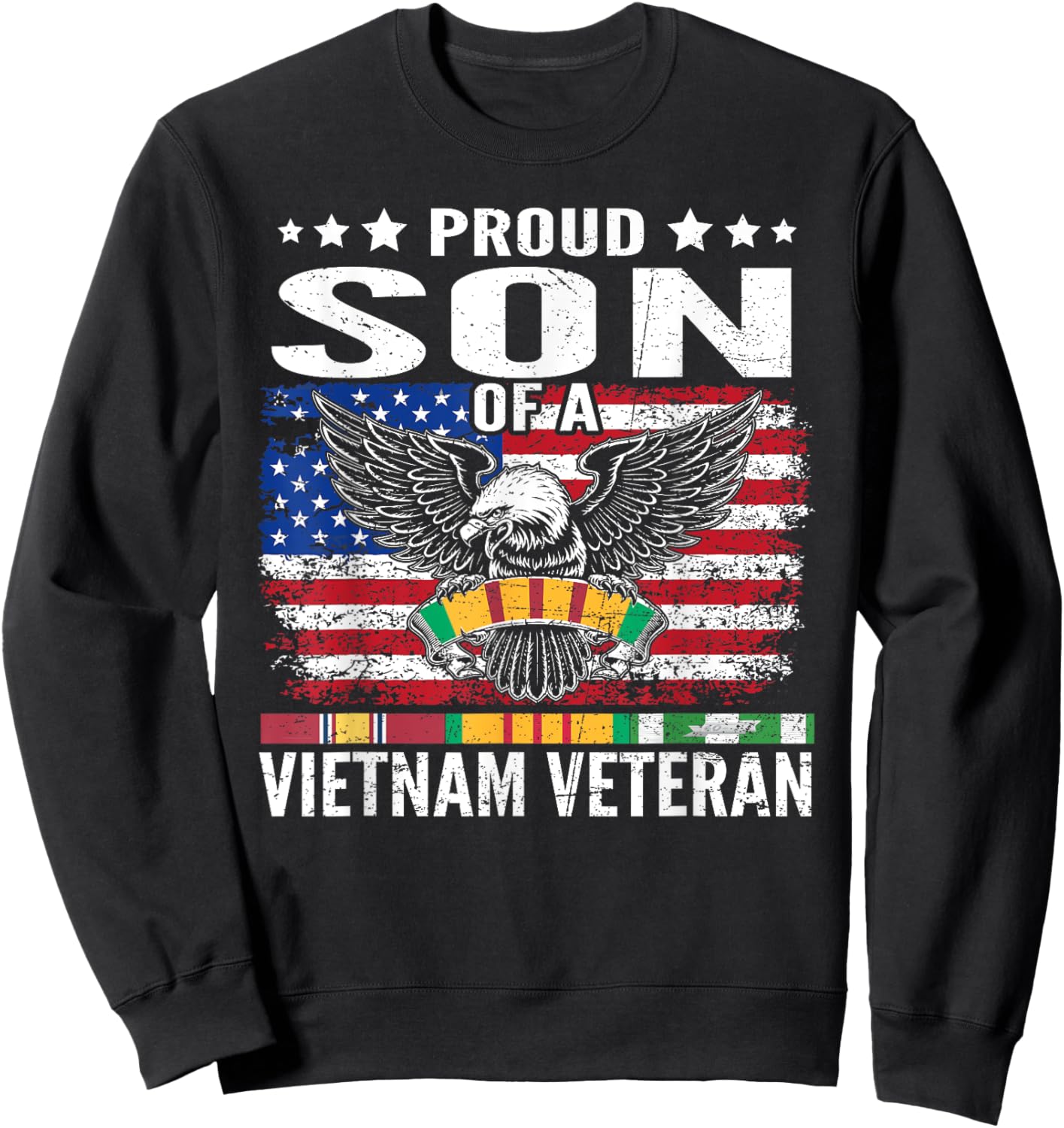 Proud Son Of A Vietnam Veteran Family Matching Sweatshirt - Sweatshirt | Black