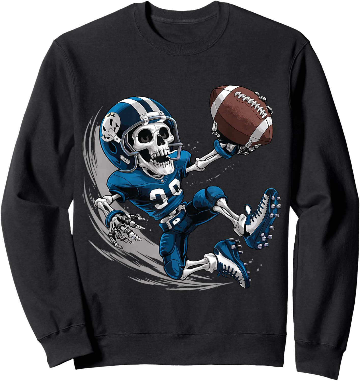 American Football Skeleton Halloween Men Boys Football Fan Sweatshirt - Sweatshirt | Black