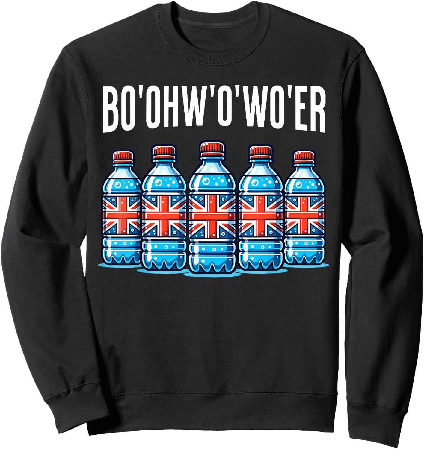 Funny British Vacation Bottle Of Water And Britain Londoner Sweatshirt - Sweatshirt | Black