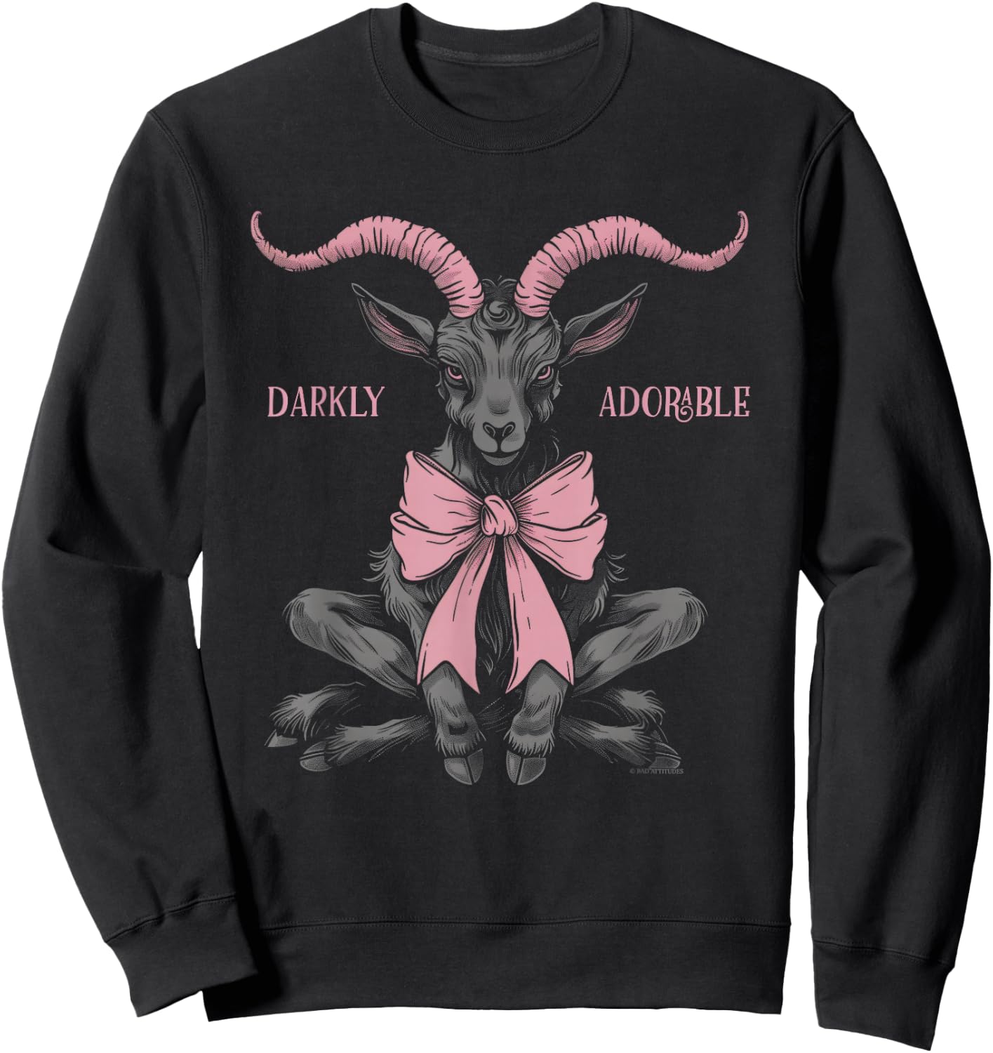 Coquette Goth Aesthetic Baphomet Bow Darkly Adorable Sweatshirt - Sweatshirt | Black