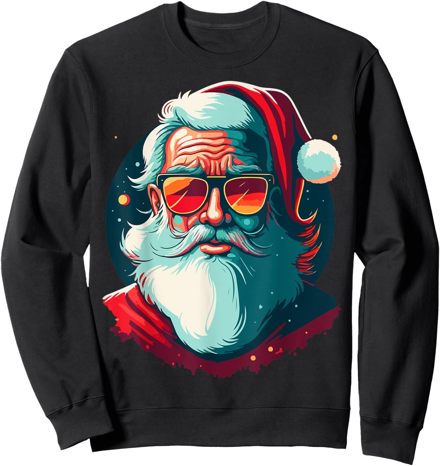 Santa Face Retro Sunglasses Christmas Xmas Men Women Sweatshirt - Sweatshirt | Black