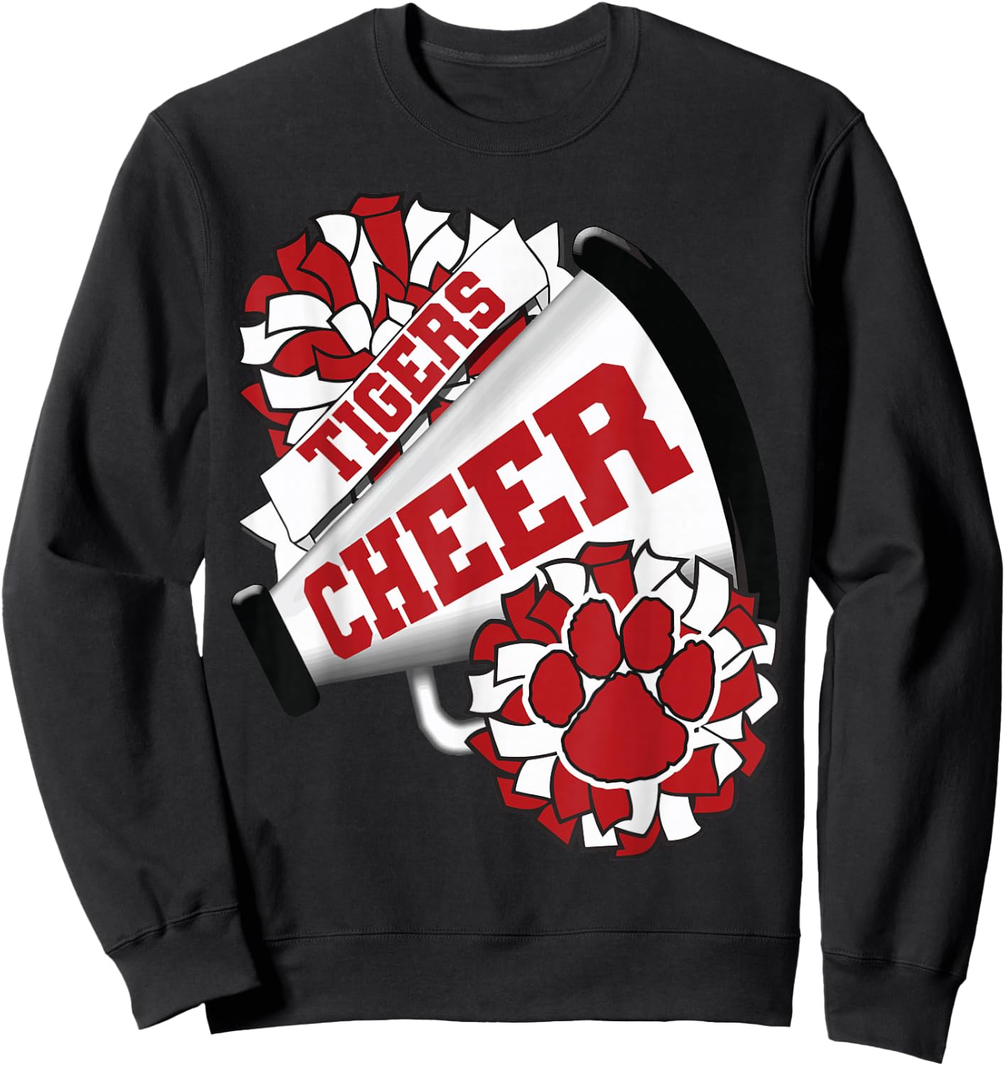 Tigers Cheerleading Back To School Cheer Team Spirit Red Sweatshirt - Sweatshirt | Black