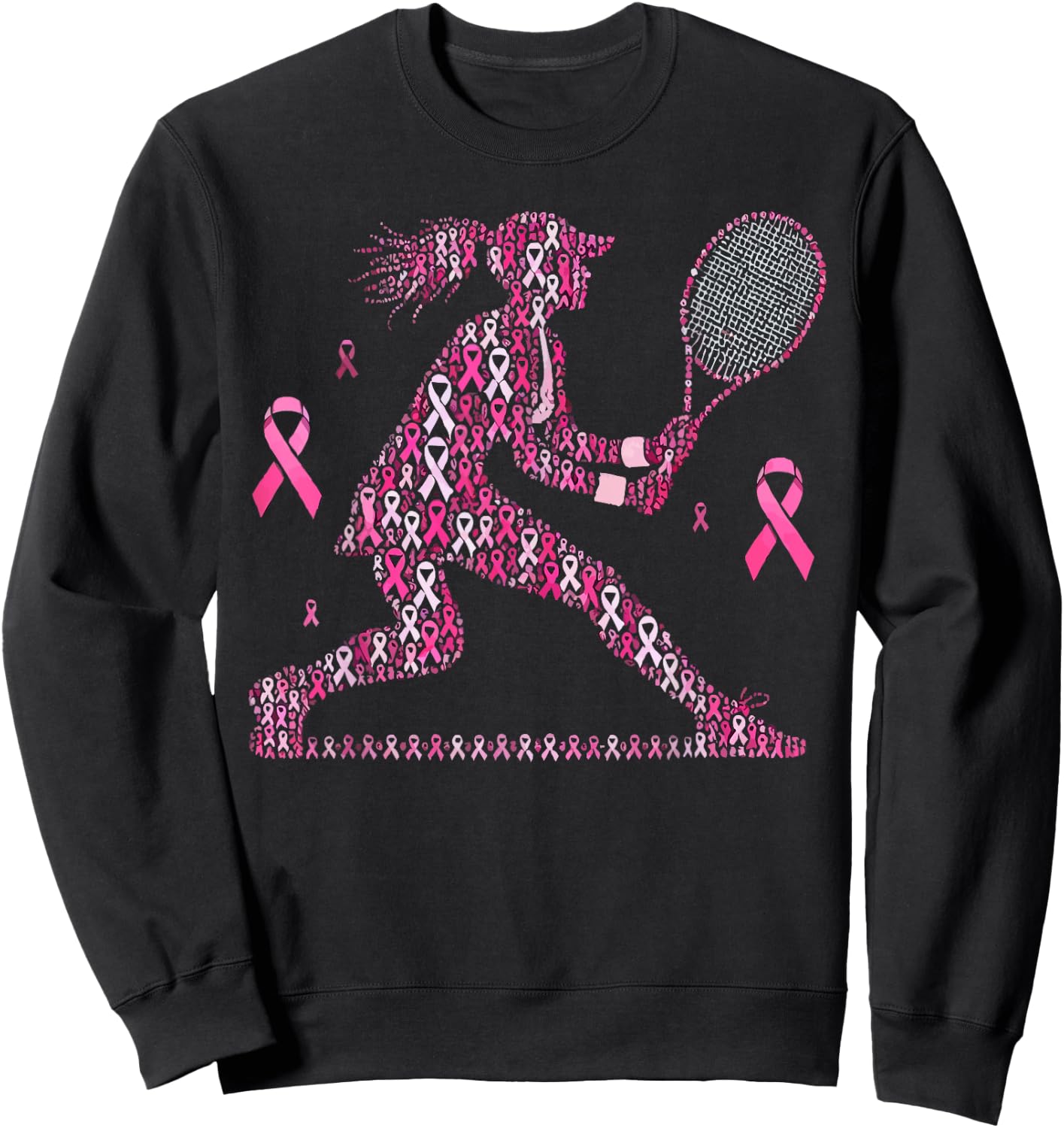 Tennis Breast Cancer Awareness Month Pink Ribbon Sweatshirt - Sweatshirt | Black