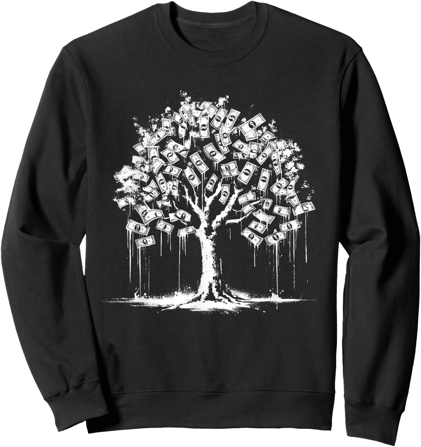 Money-Tree - Vintage Money Graphic Banknotes Lover Sweatshirt - Sweatshirt | Black