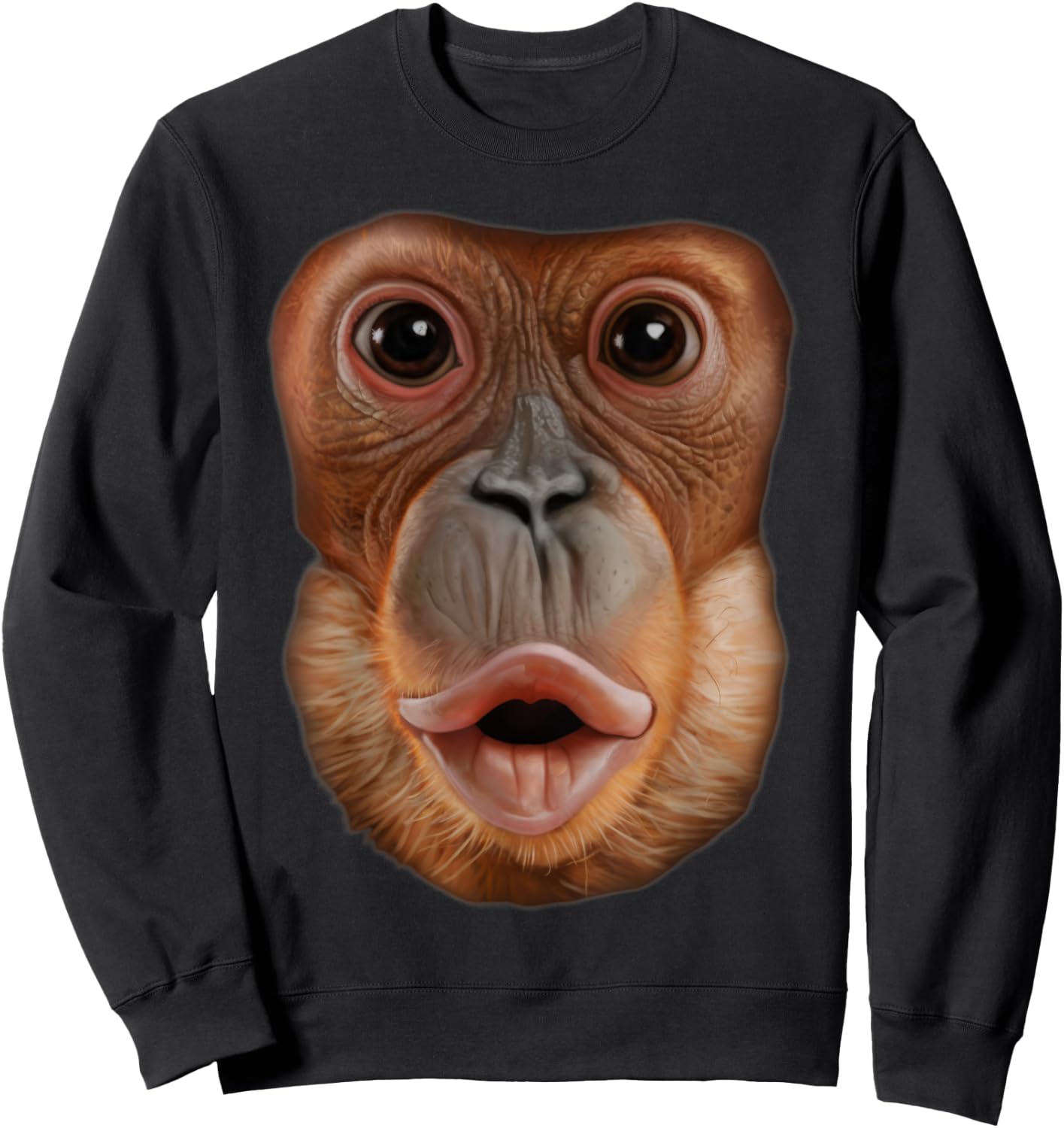 Monkey Stomach Funny Meme Ape Gorilla Sweatshirt - Sweatshirt | Black
