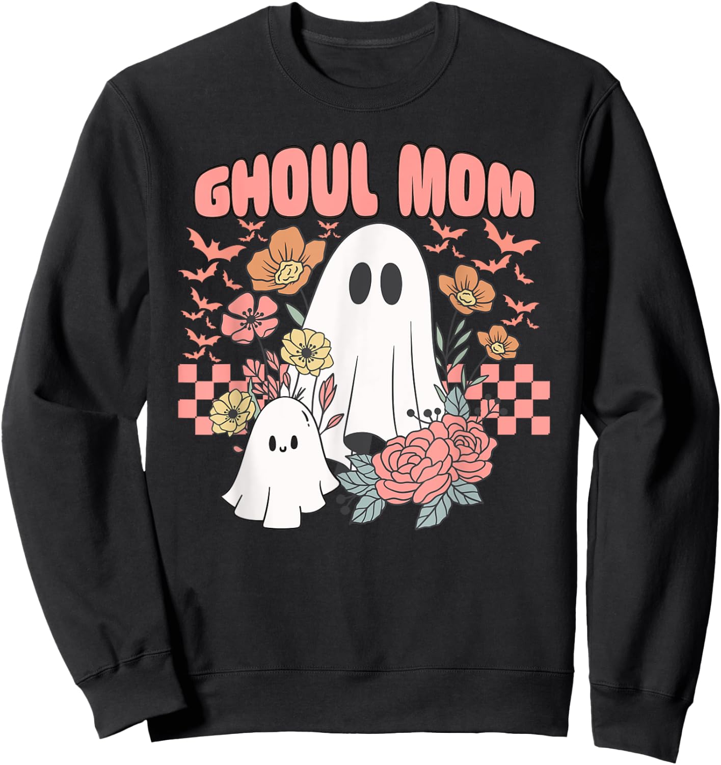 Ghoul Mom Halloween Ghost Spooky Season Retro Mama Sweatshirt - Sweatshirt | Black