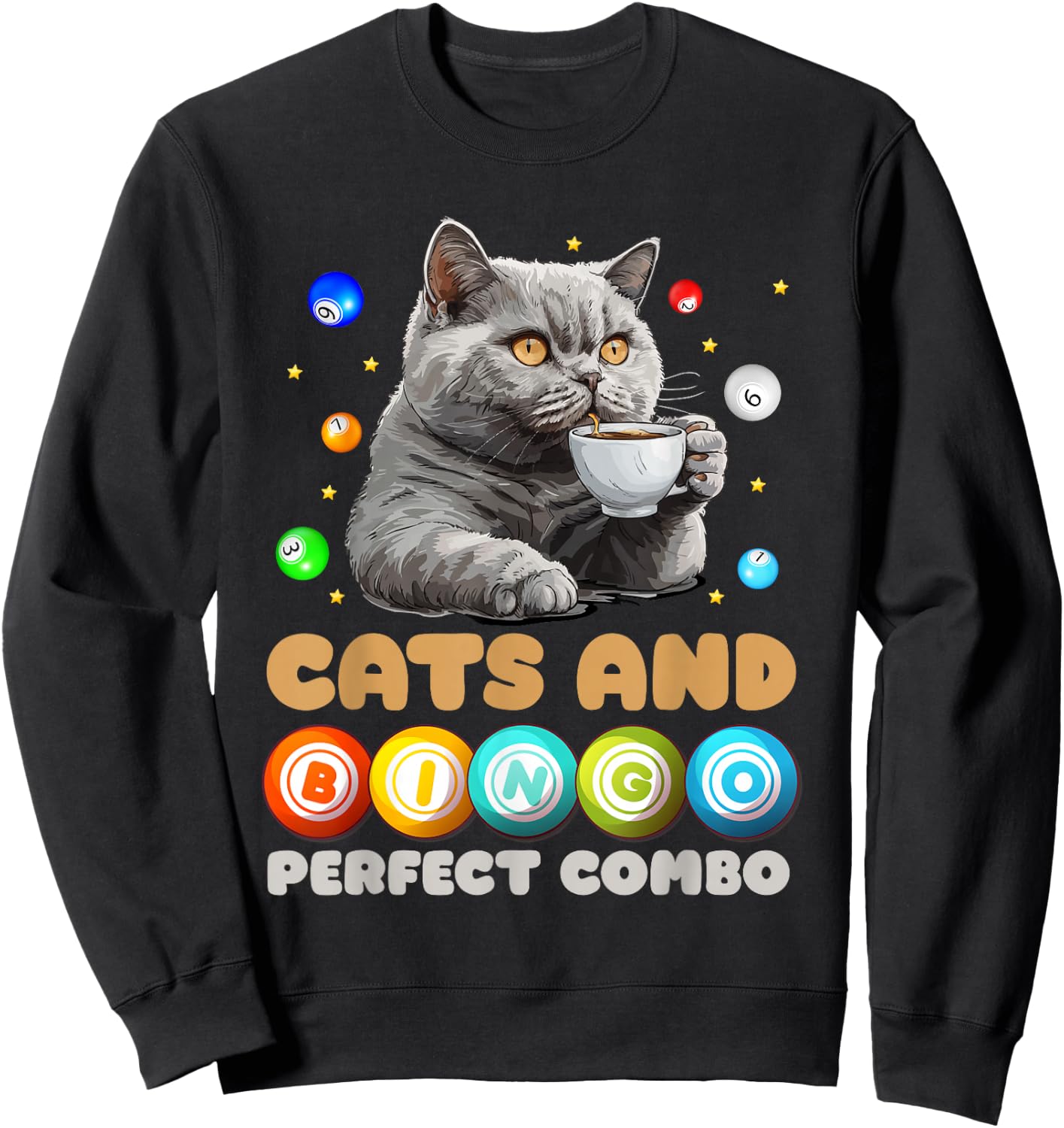 Bingo Player Cats and Bingo Perfect Combo Funny Sweatshirt - Sweatshirt | Black