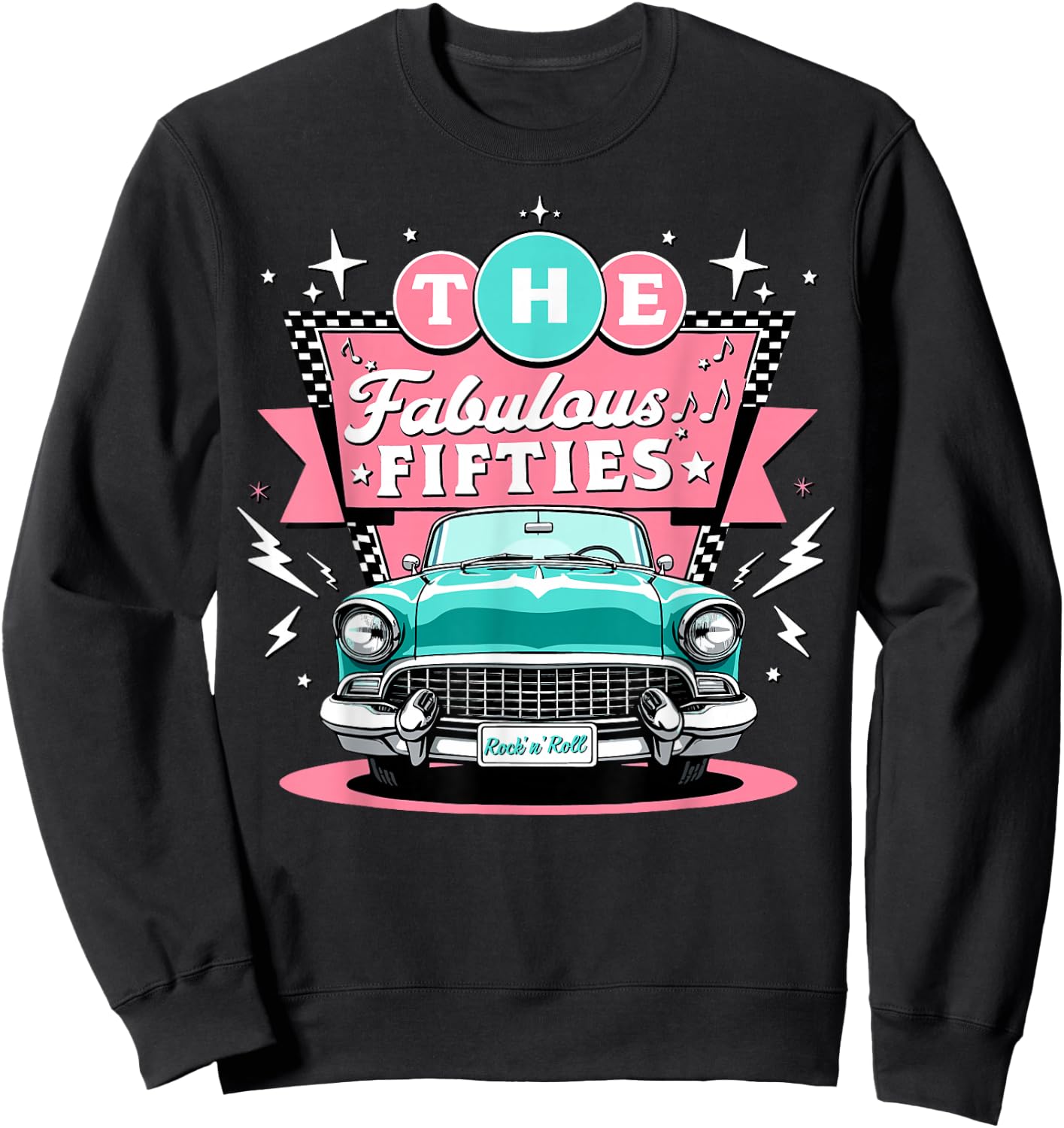 The Fifties 1950s Car Music Sock Hop Rockabilly Sweatshirt - Sweatshirt | Black