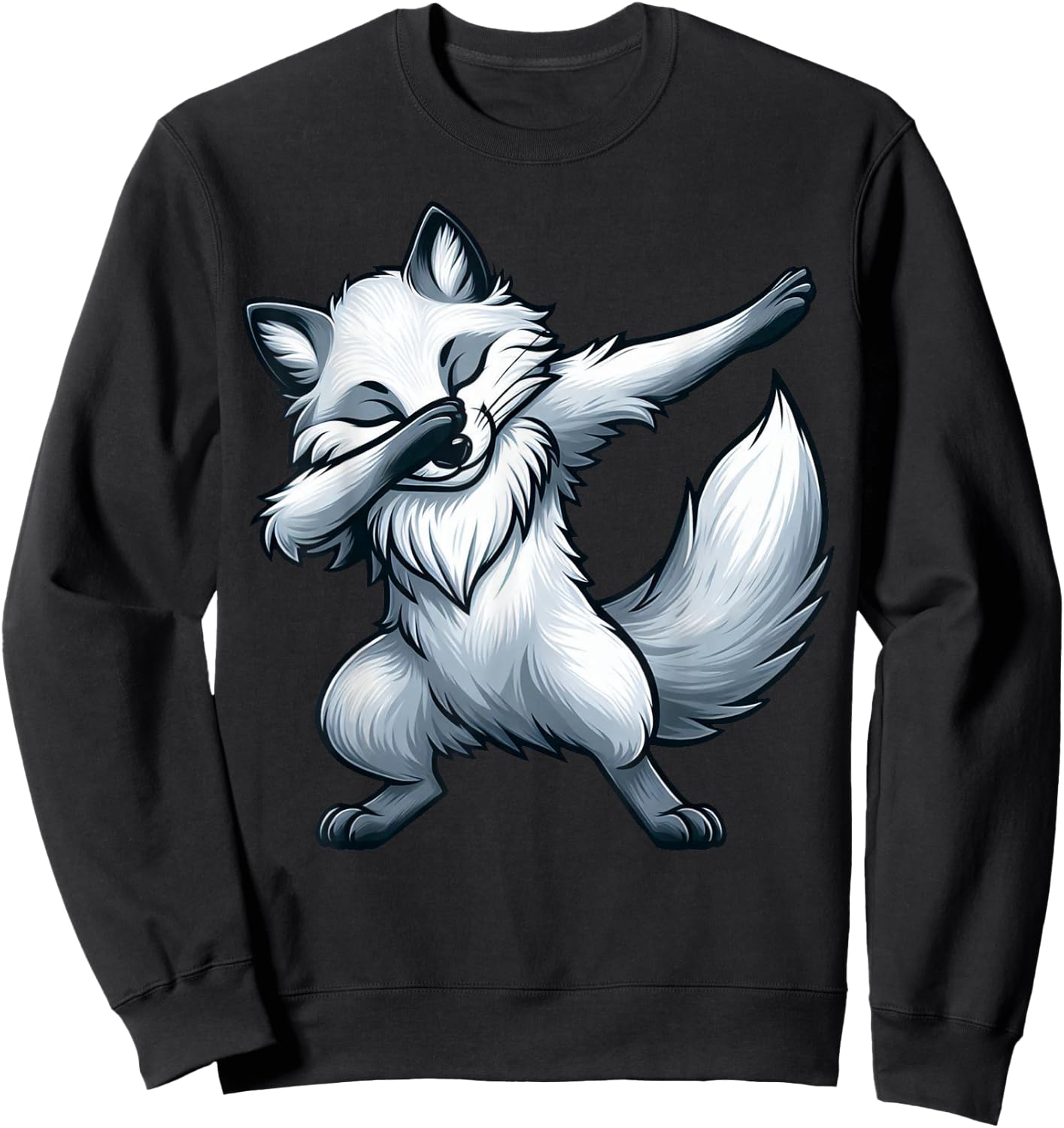 Dabbing Arctic Fox Lover Artic Fox Polar Region White Animal Sweatshirt - Sweatshirt | Black