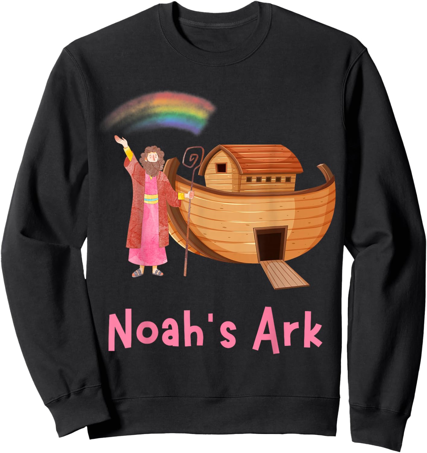 Kids Faith Bible Stories Pink Noah's Ark Girls Toddler Teen Sweatshirt - Sweatshirt | Black