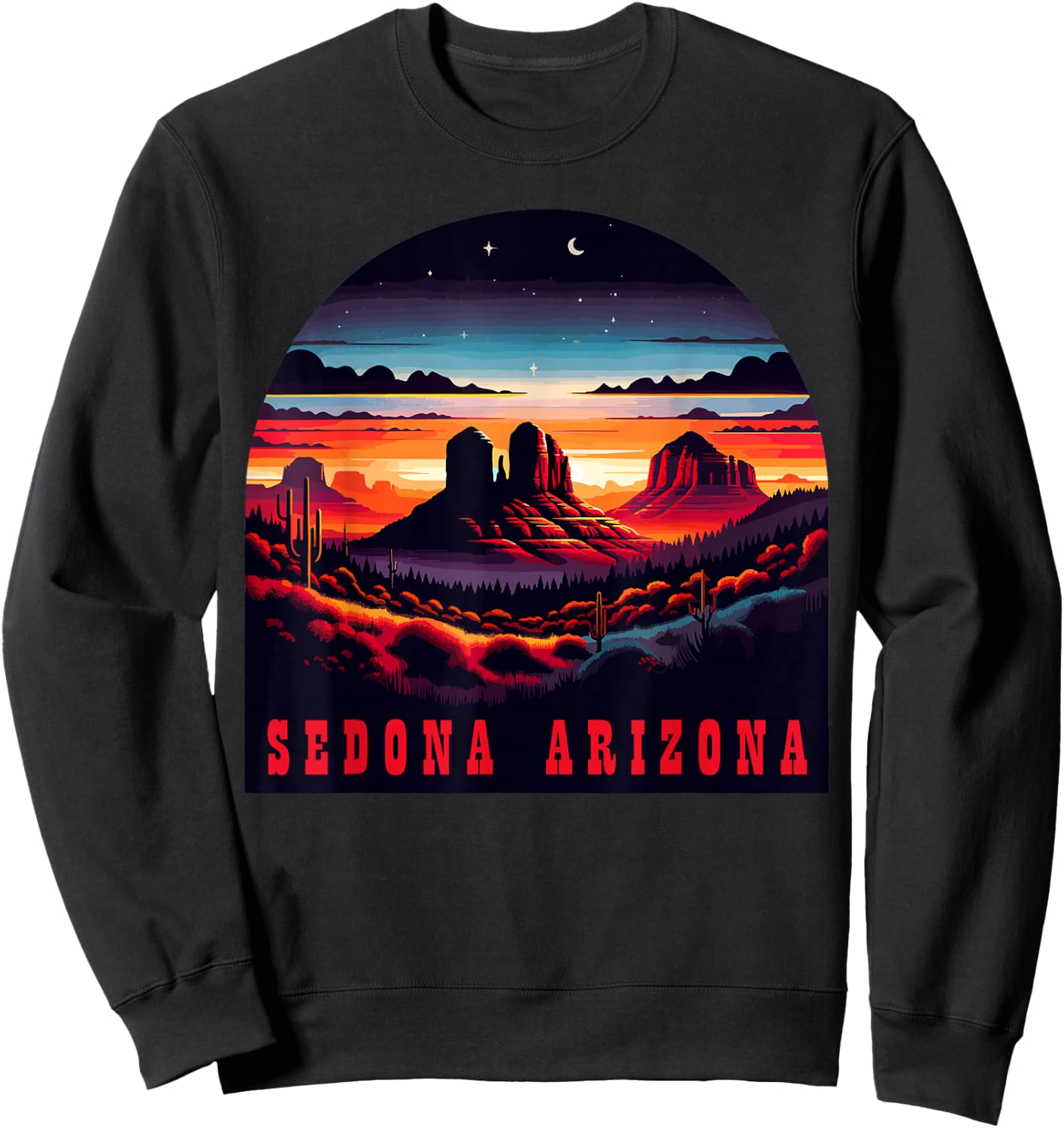 Sedona AZ Hiking Outdoors Mountain Sedona USA Retro Vintage Sweatshirt - Sweatshirt | Black